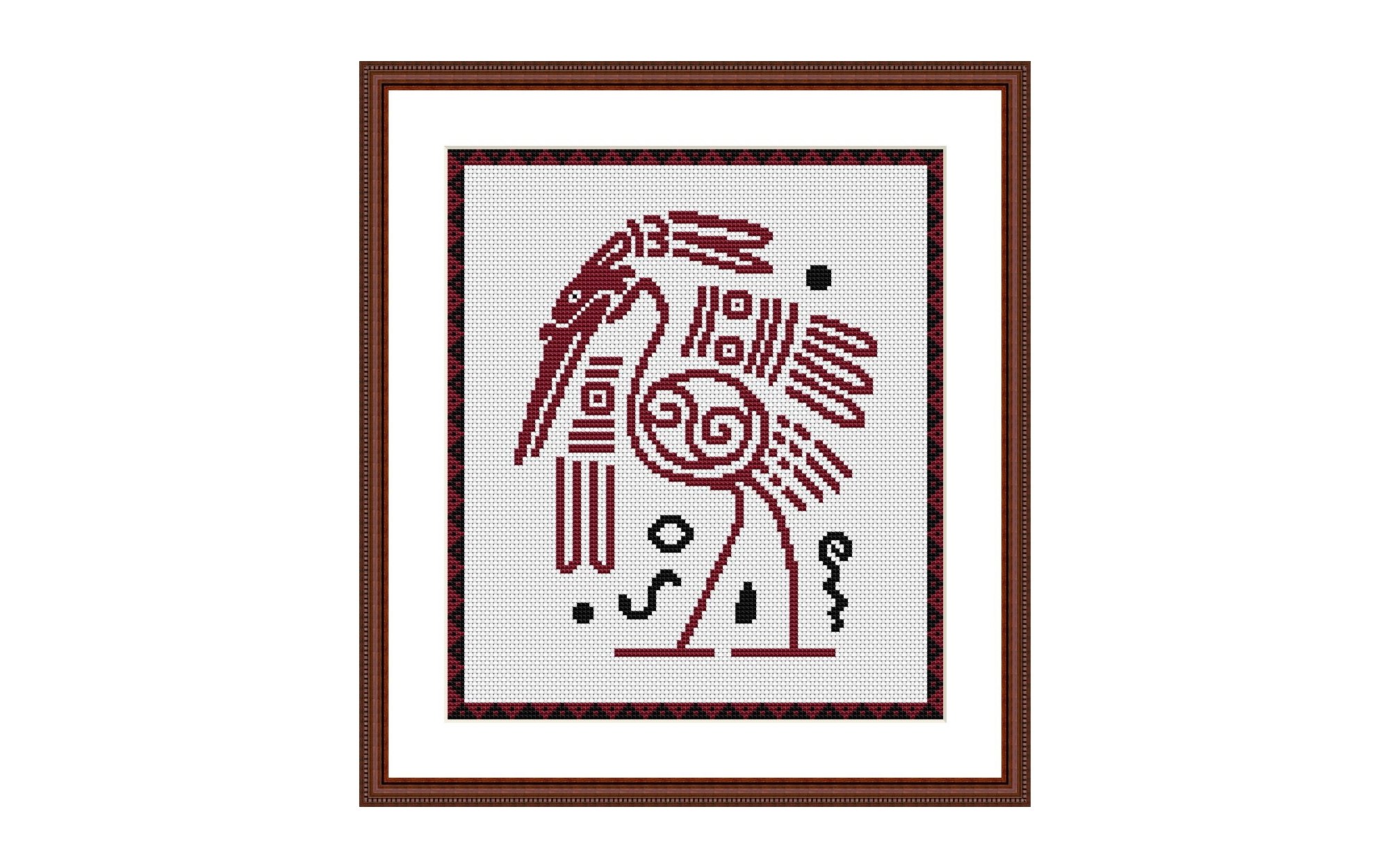 Heron. Native American Art Cross Stitch Pattern