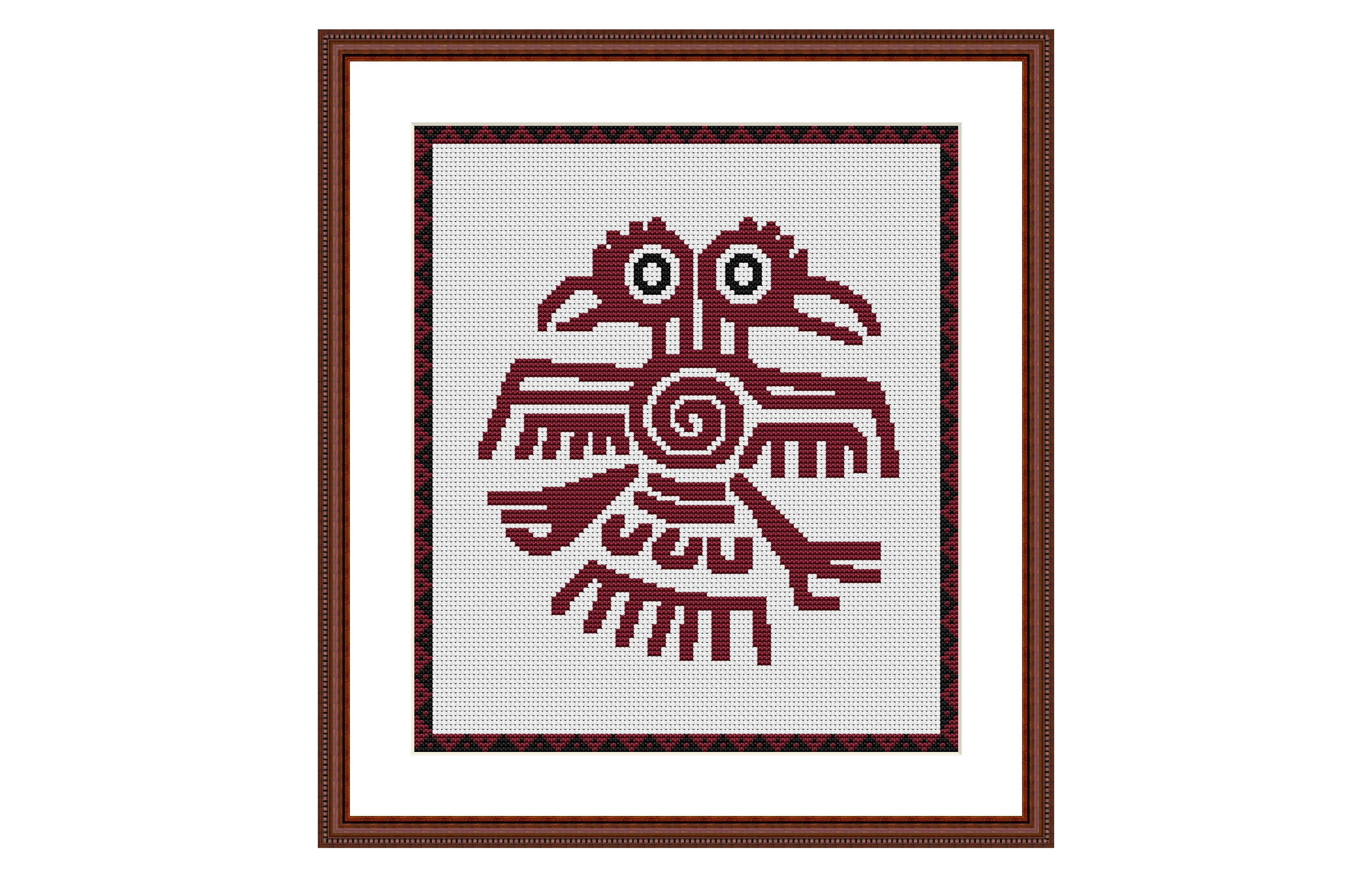 Two-Headed Bird. Native American Art Cross Stitch Pattern