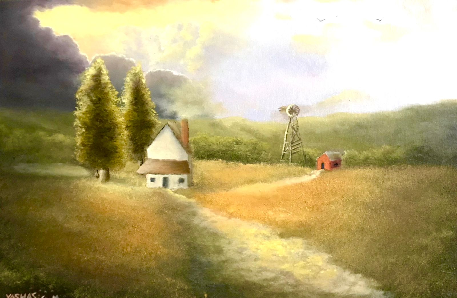 Quiet Countryside Path at Sunset