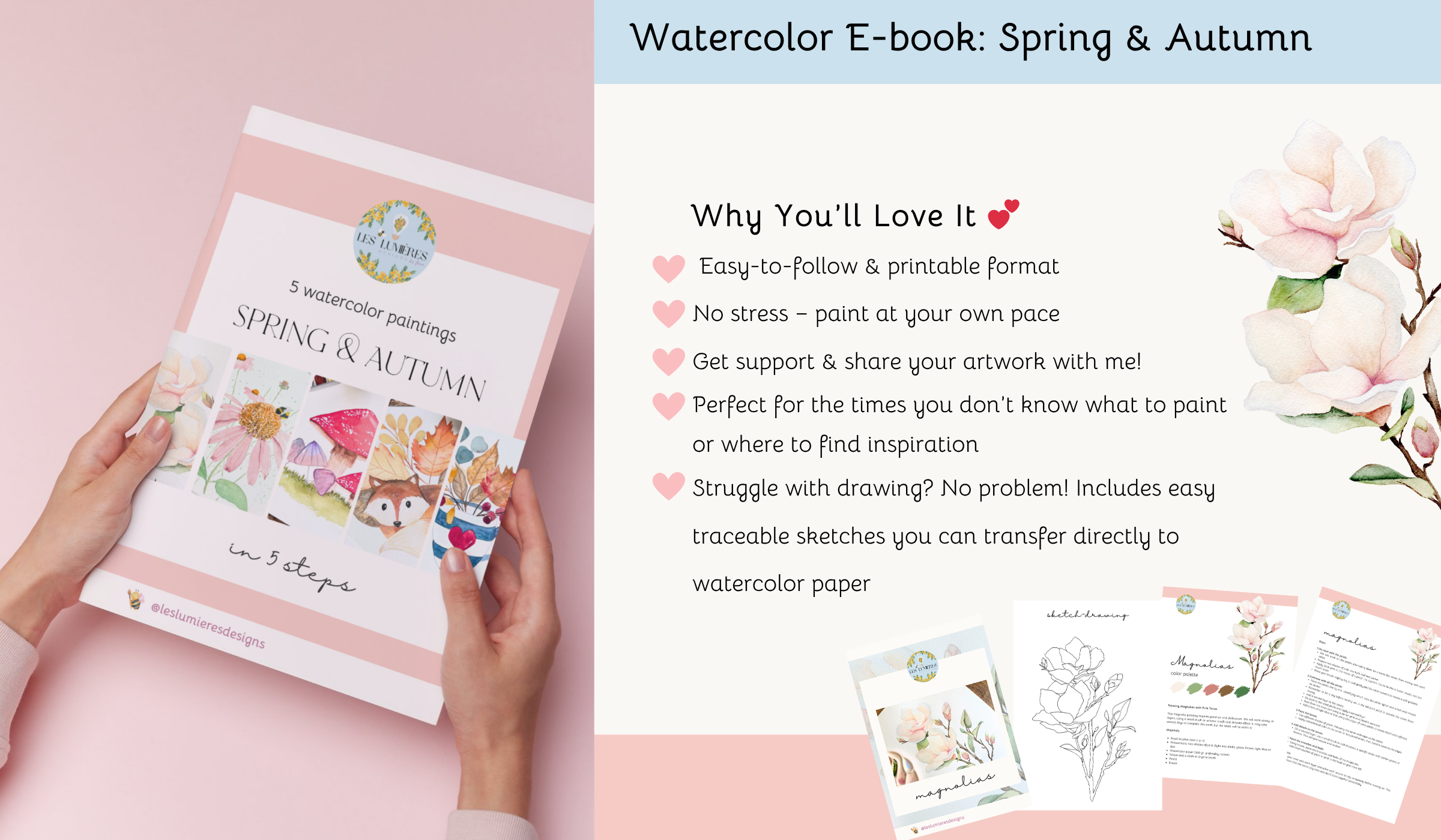 Spring & Autumn 5 Watercolor Paintings eBook