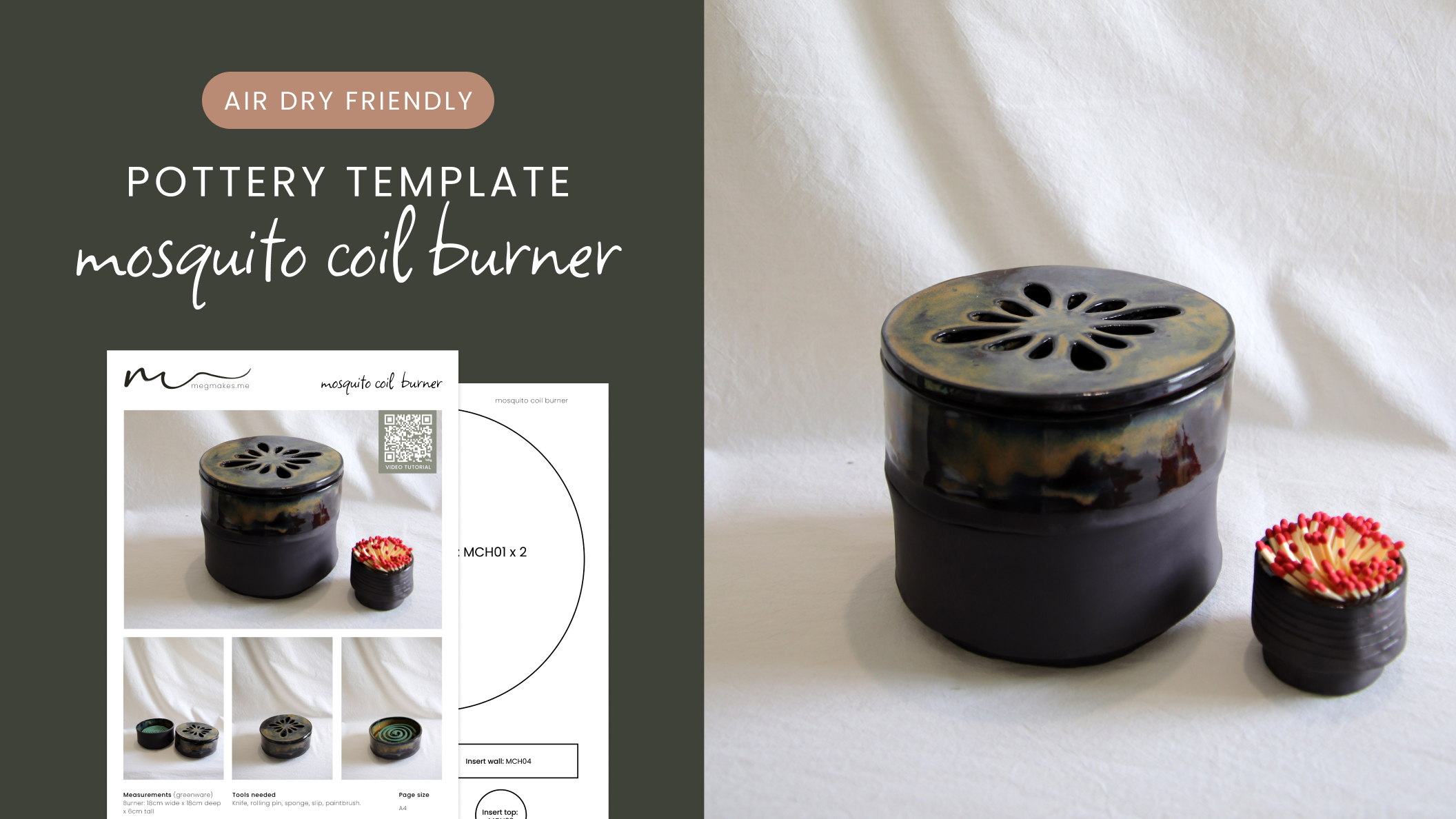 Mosquito Coil Burner Pottery Template