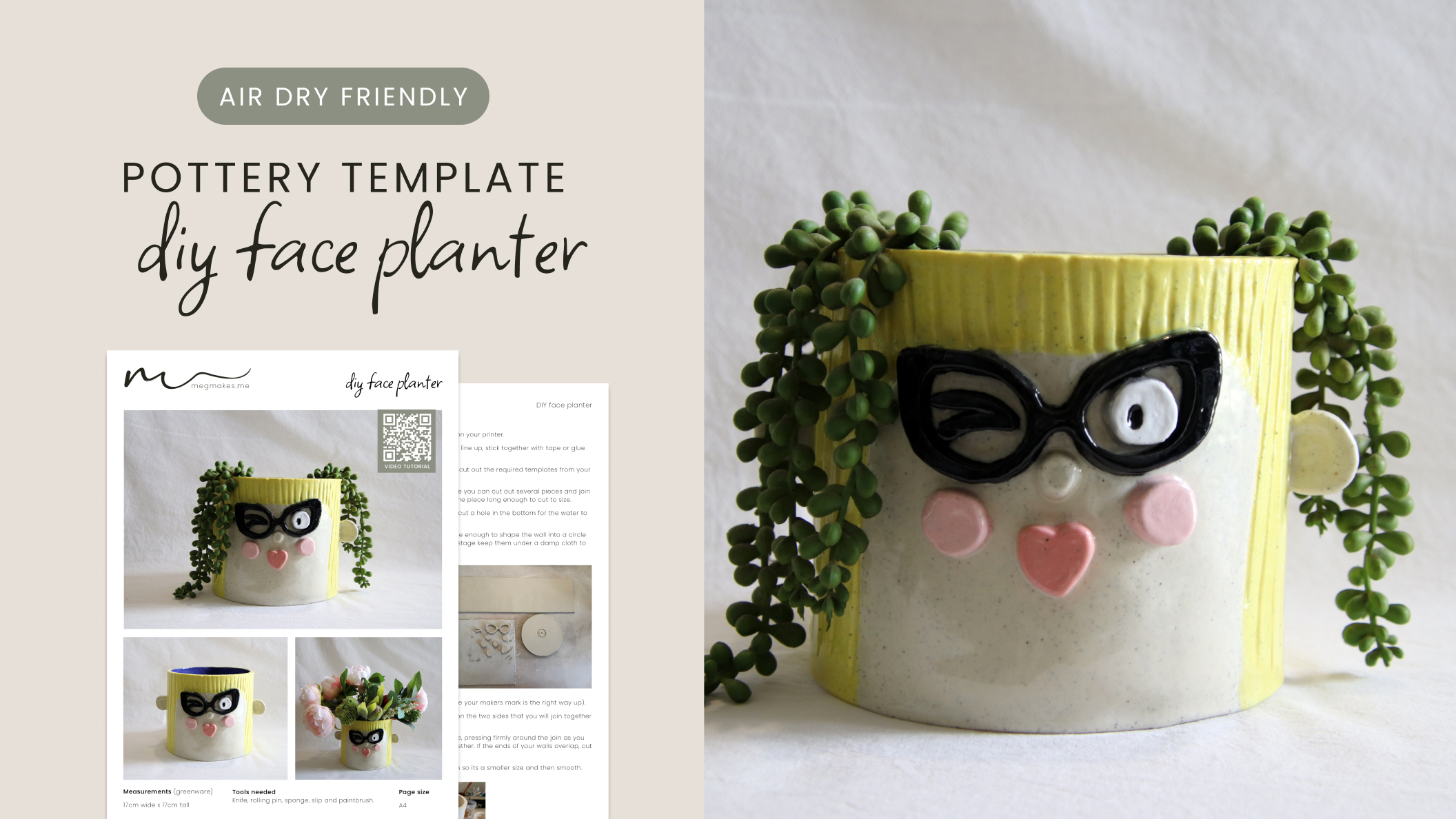 DIY Face Planter Pottery Template