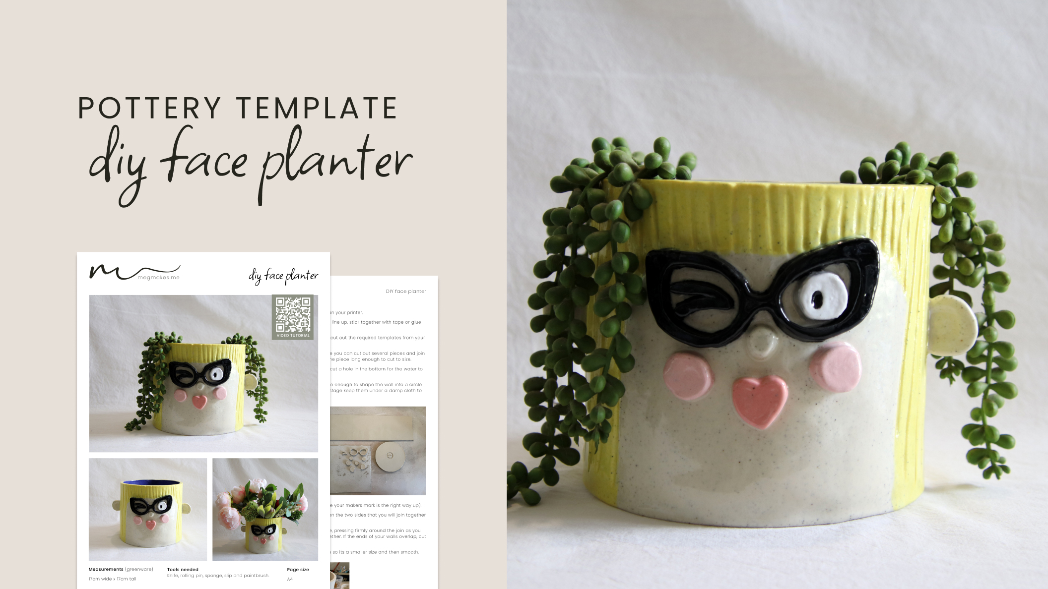 DIY Face Planter Pottery Template