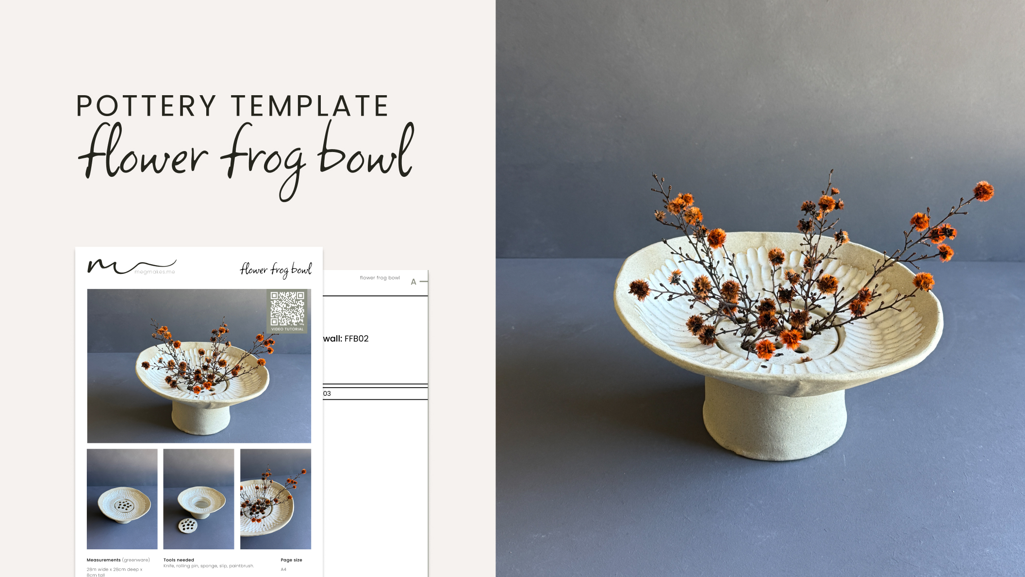 Flower Frog Bowl Pottery Template