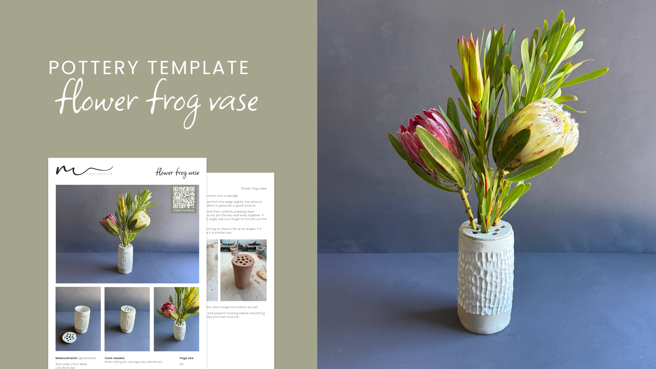 Flower Frog Vase Pottery Template