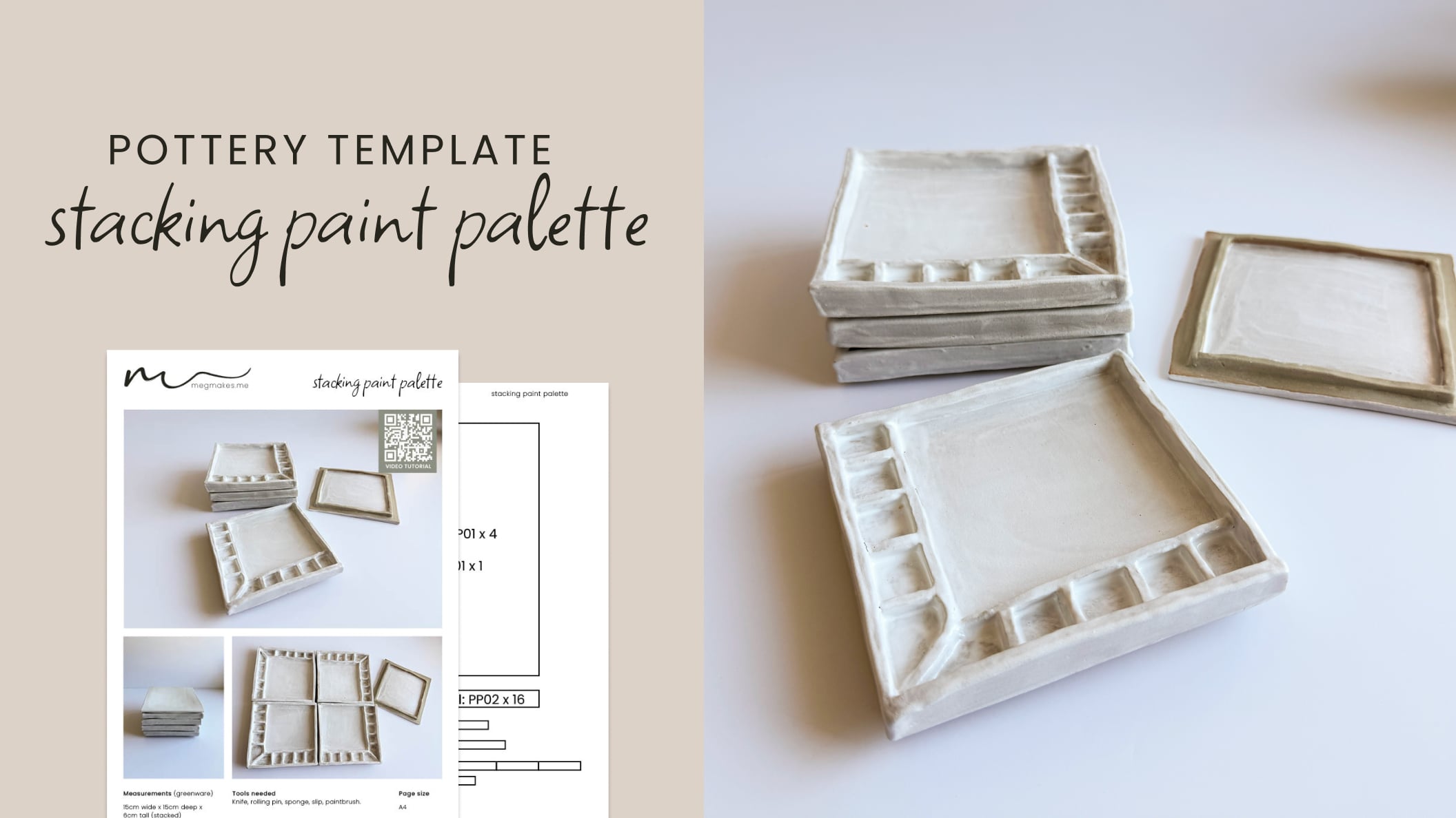 Stacking Paint Palette - Pottery Template