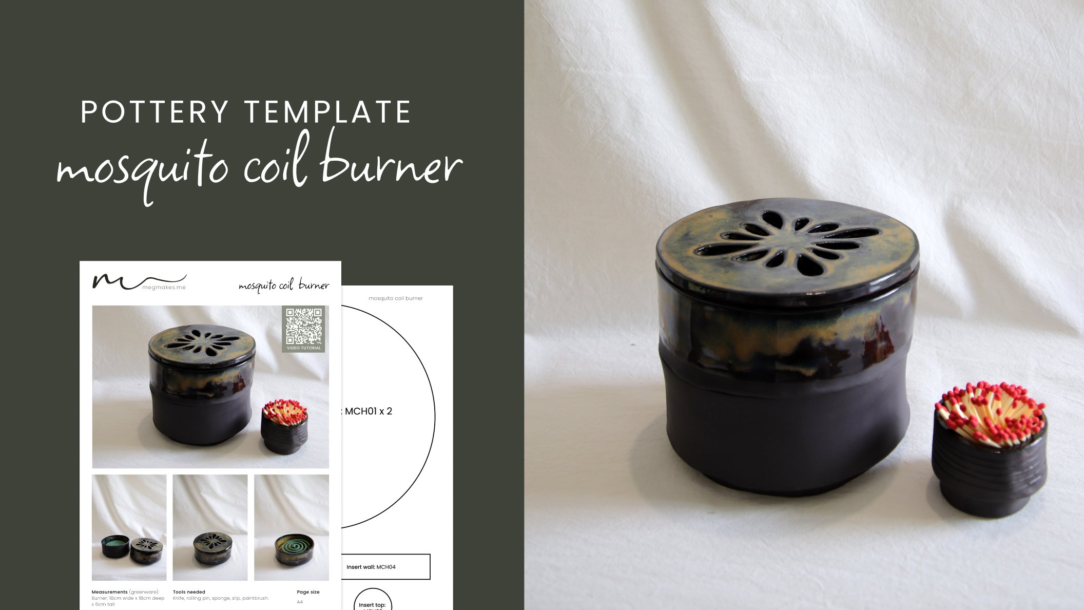 Mosquito Coil Burner Pottery Template