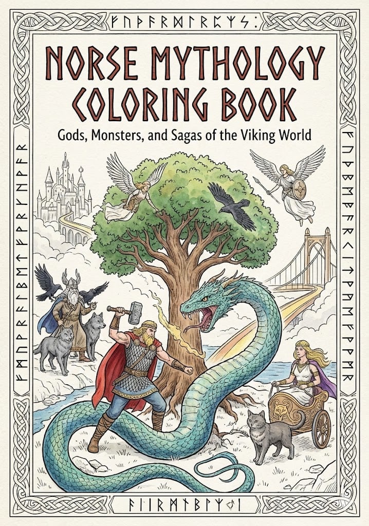 Norse Mythology Coloring Book for Kids | 15 Pages