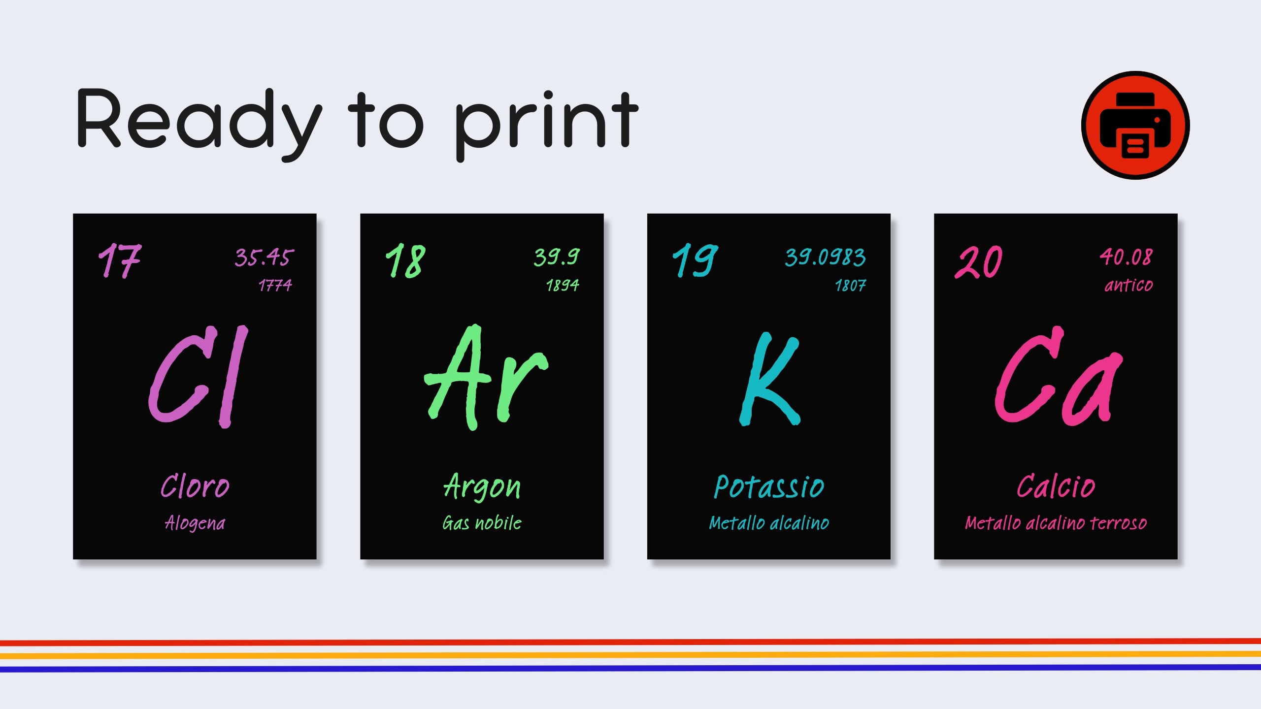 Italian Dark Mode Periodic Table Flashcards
