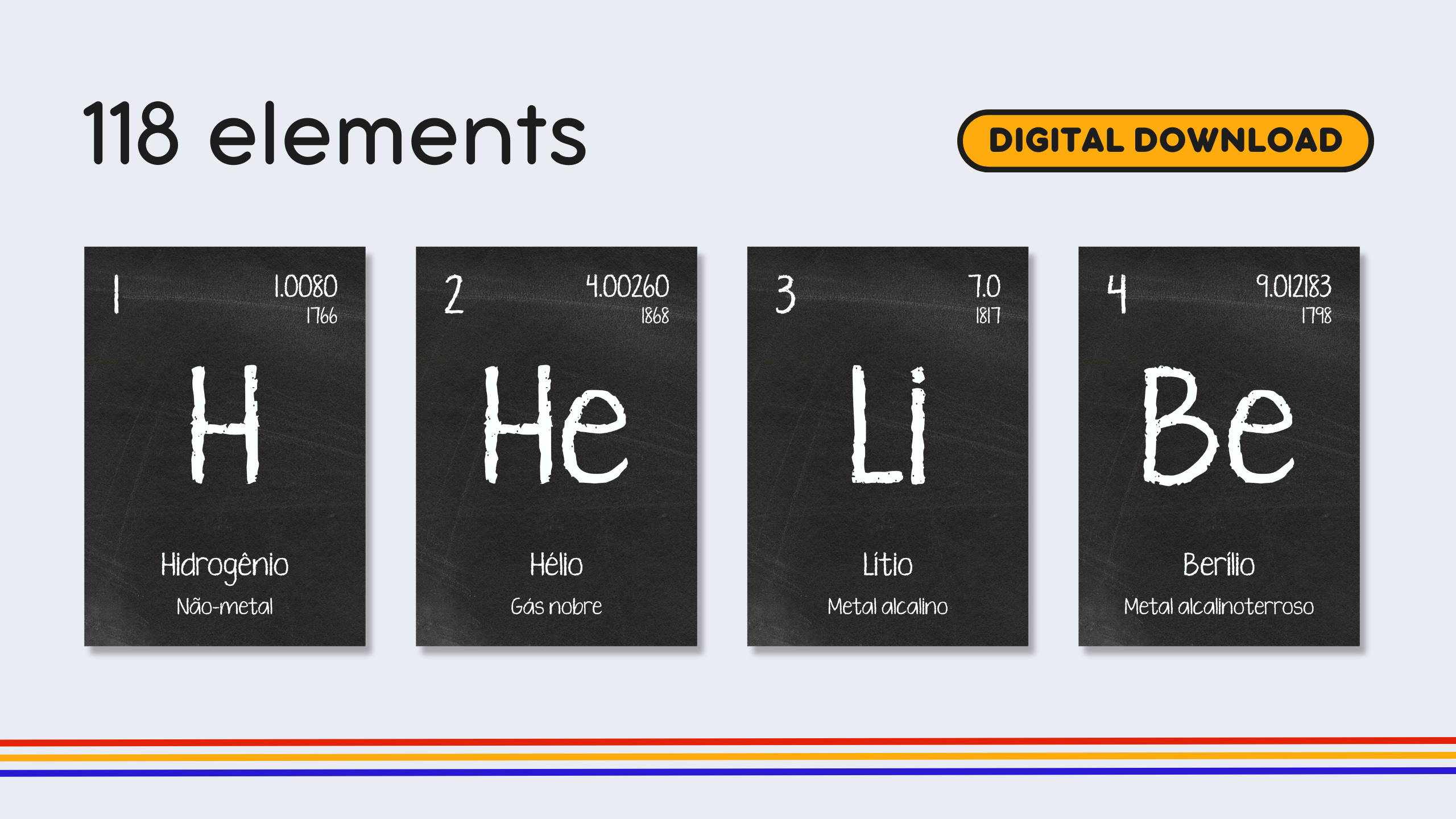 Portuguese Blackboard Periodic Table Poster