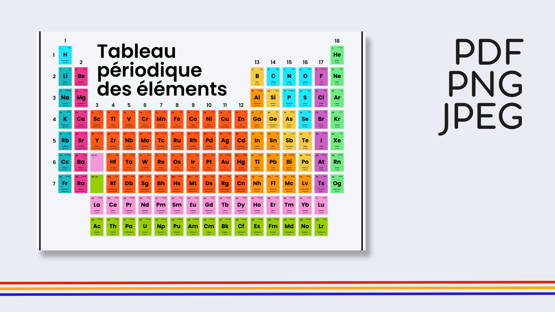French Rainbow Periodic Table Poster
