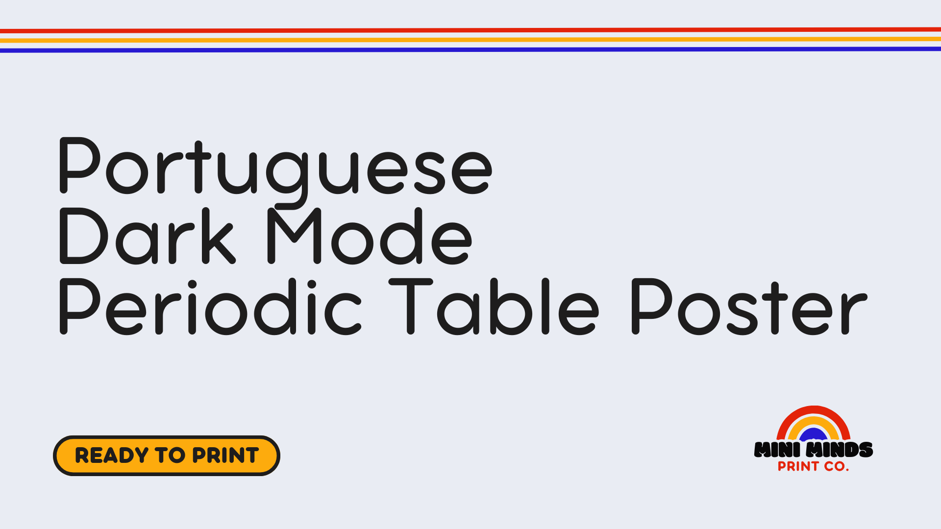 Portuguese Dark Mode Periodic Table Poster