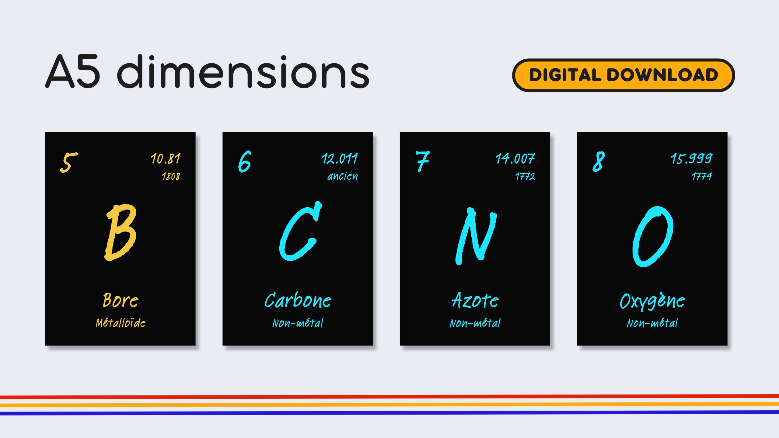 French Dark Mode Periodic Table Flashcards