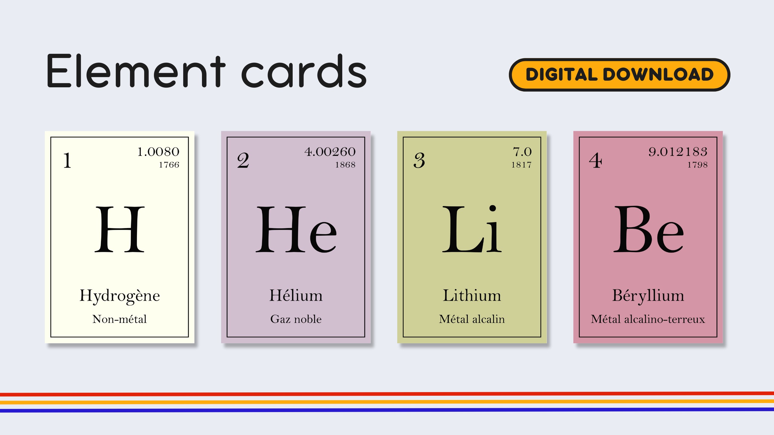 French Old Timey Periodic Table Flashcards