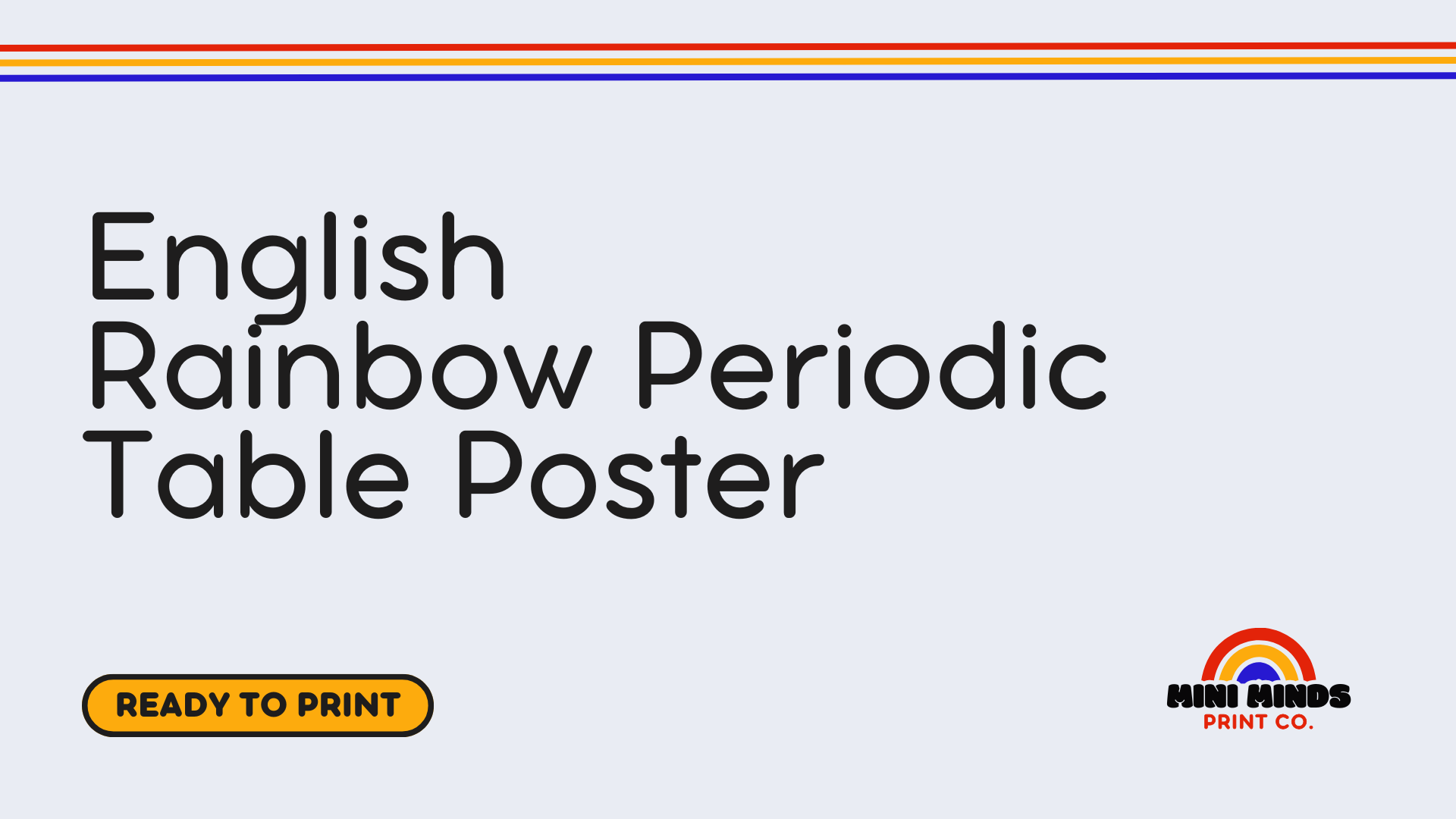 English Rainbow Periodic Table Poster