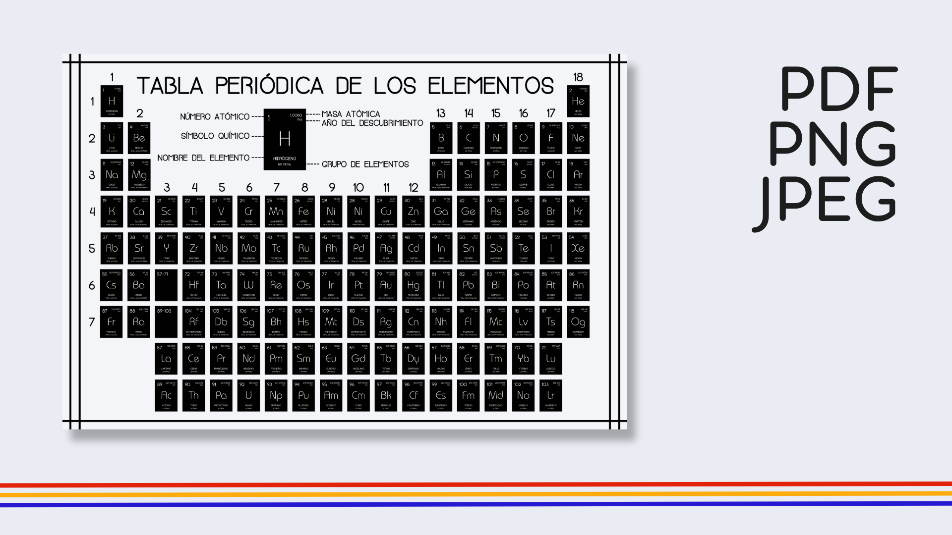 Spanish Minimalist Periodic Table Poster