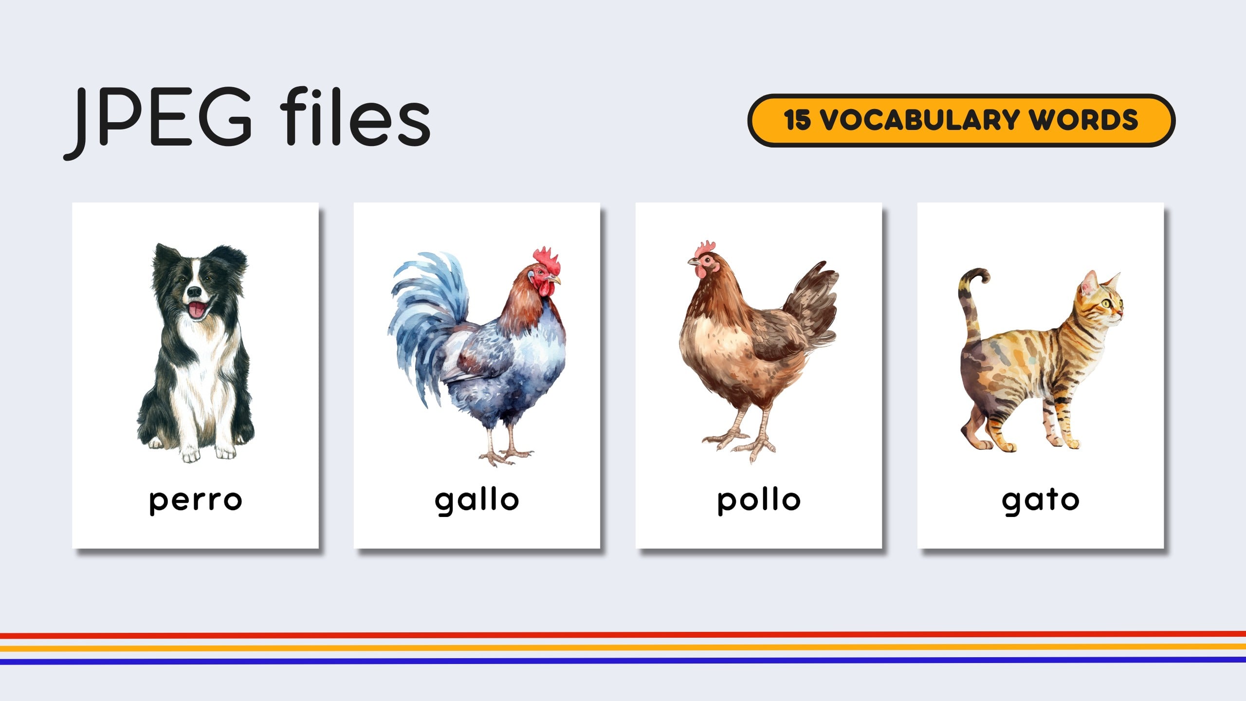 Spanish Farm Animals Flashcards