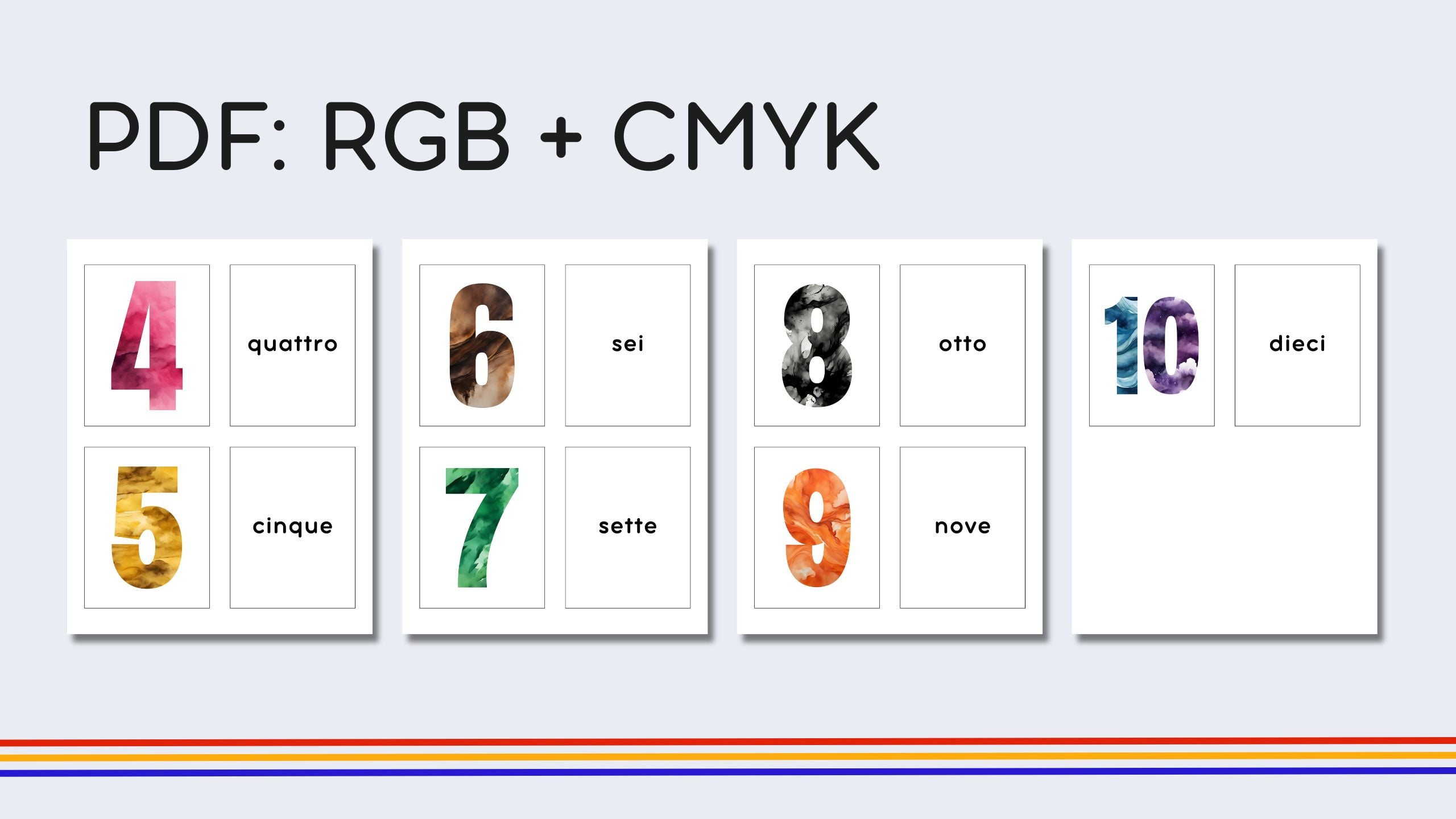 Italian Numbers 0-10 Flashcards