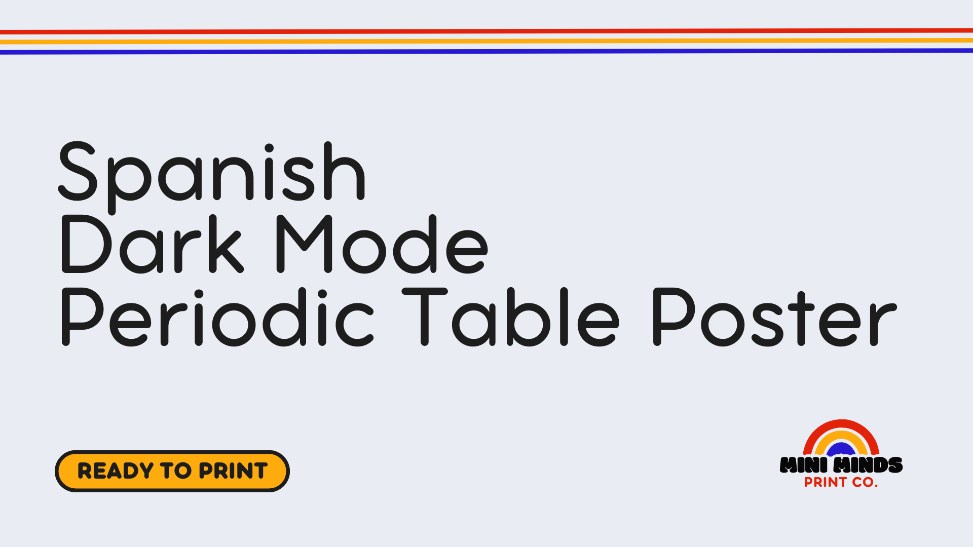 Spanish Dark Mode Periodic Table Poster