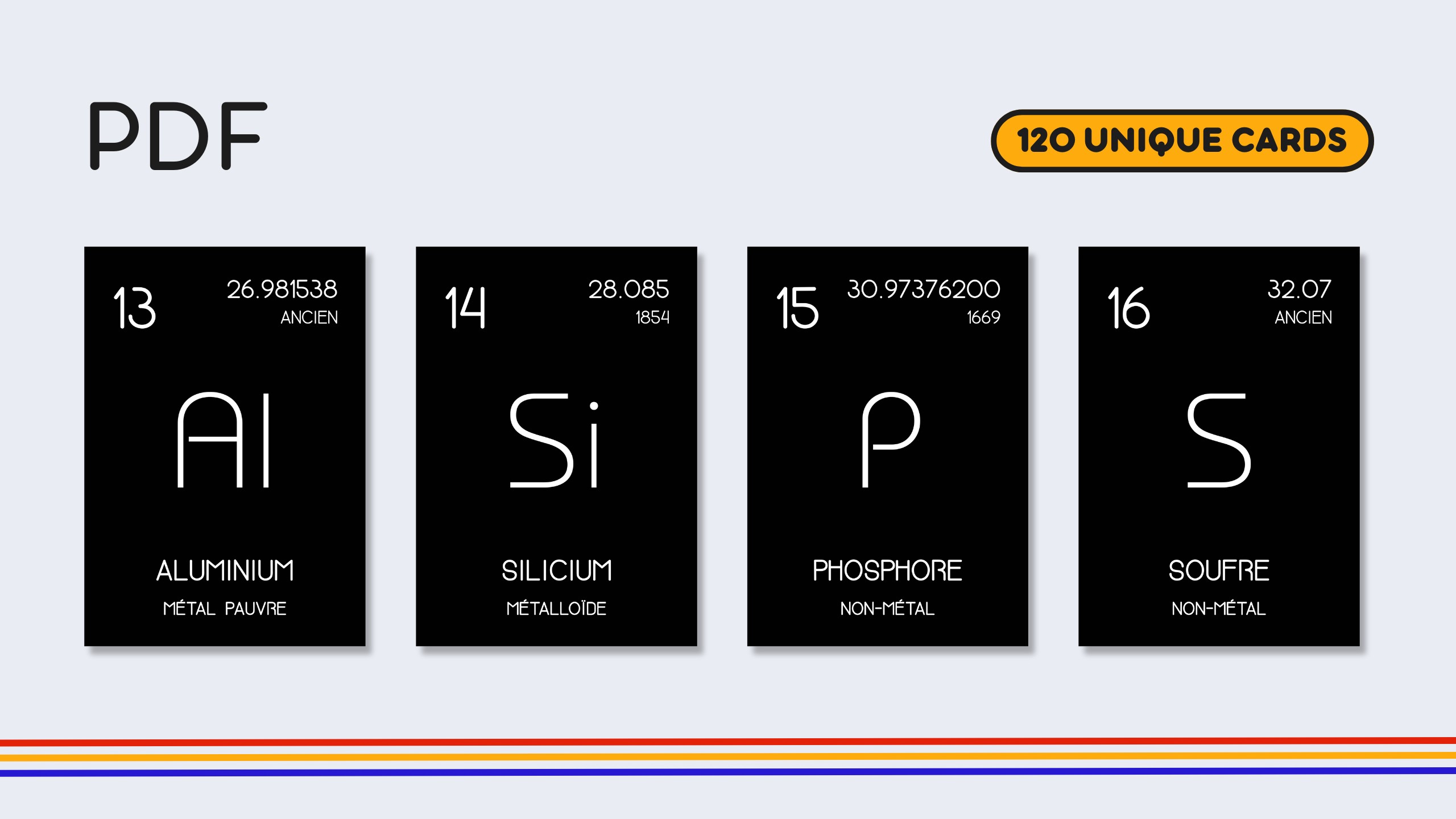 French Minimalist Periodic Table Flashcards