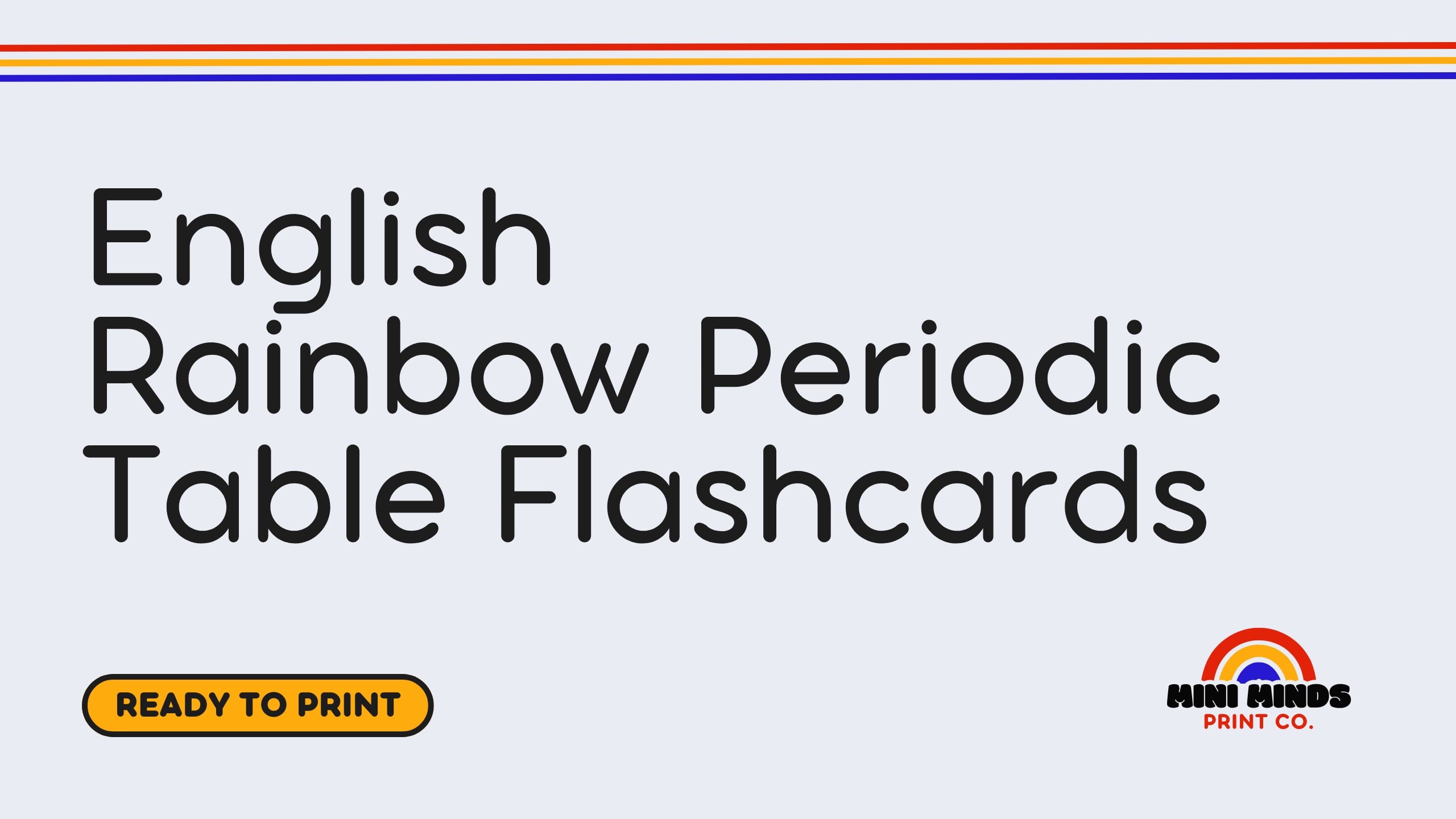 English Rainbow Periodic Table Flashcards