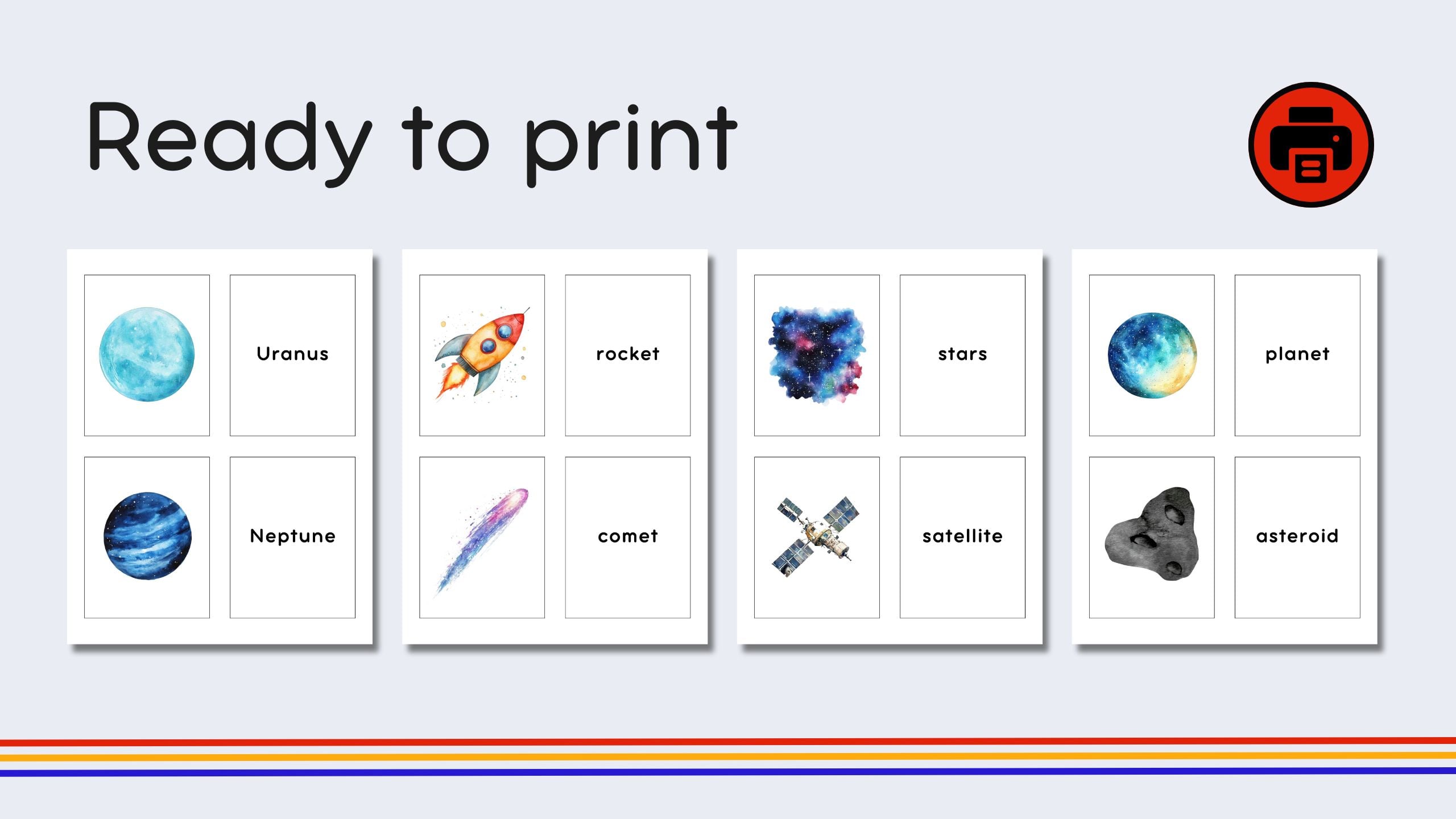 English Solar System Flashcards