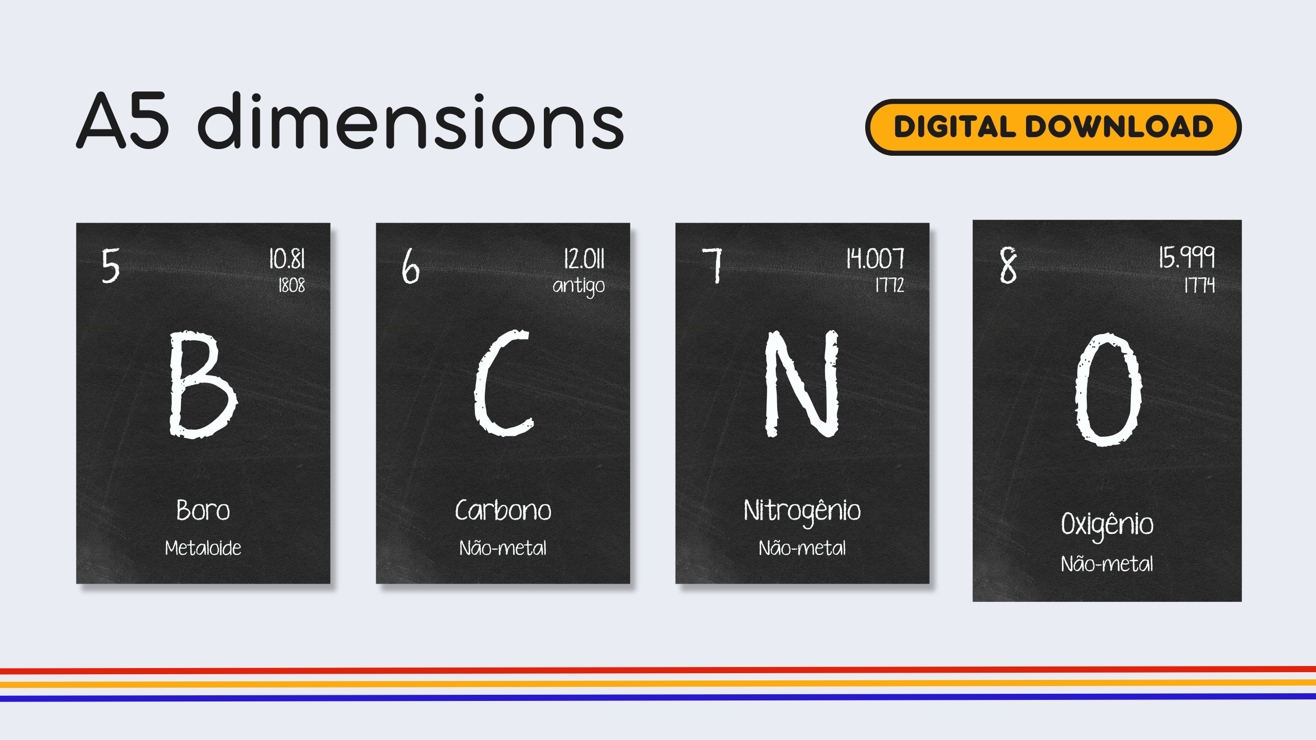 Portuguese Blackboard Periodic Table Flashcards