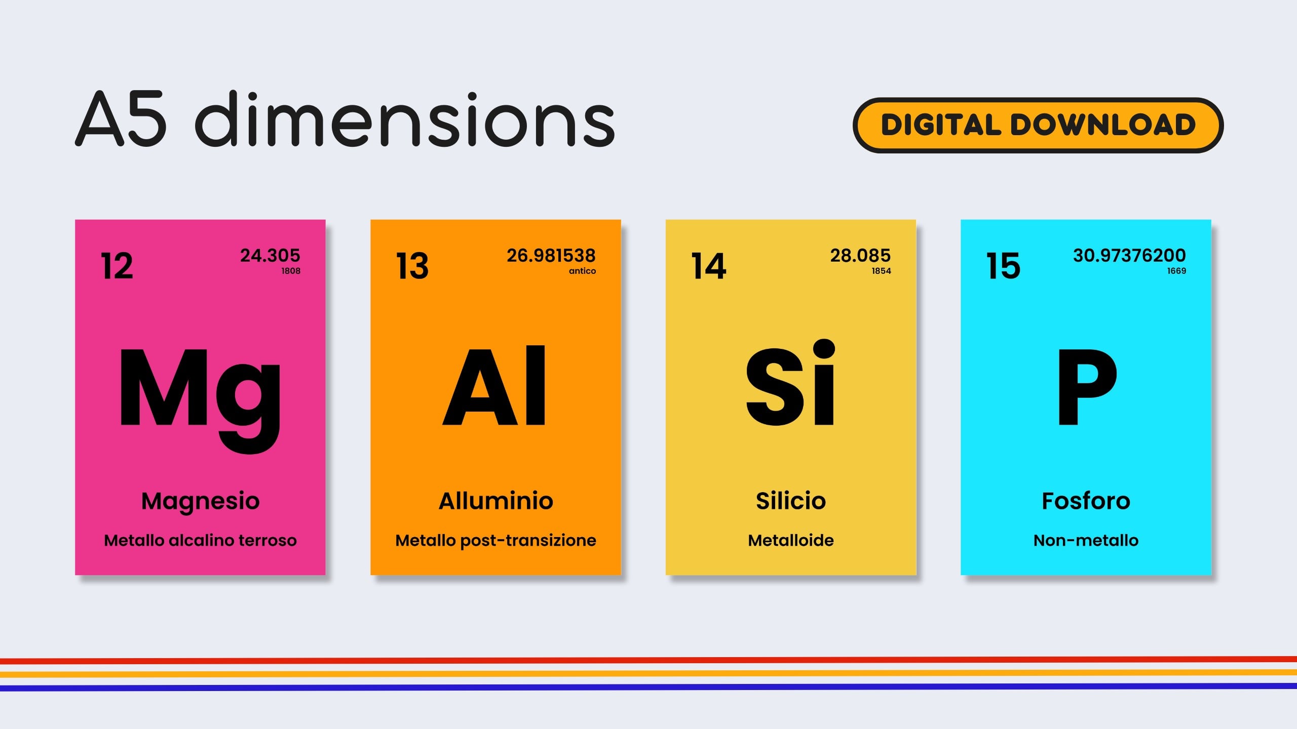 Italian Rainbow Periodic Table Flashcards