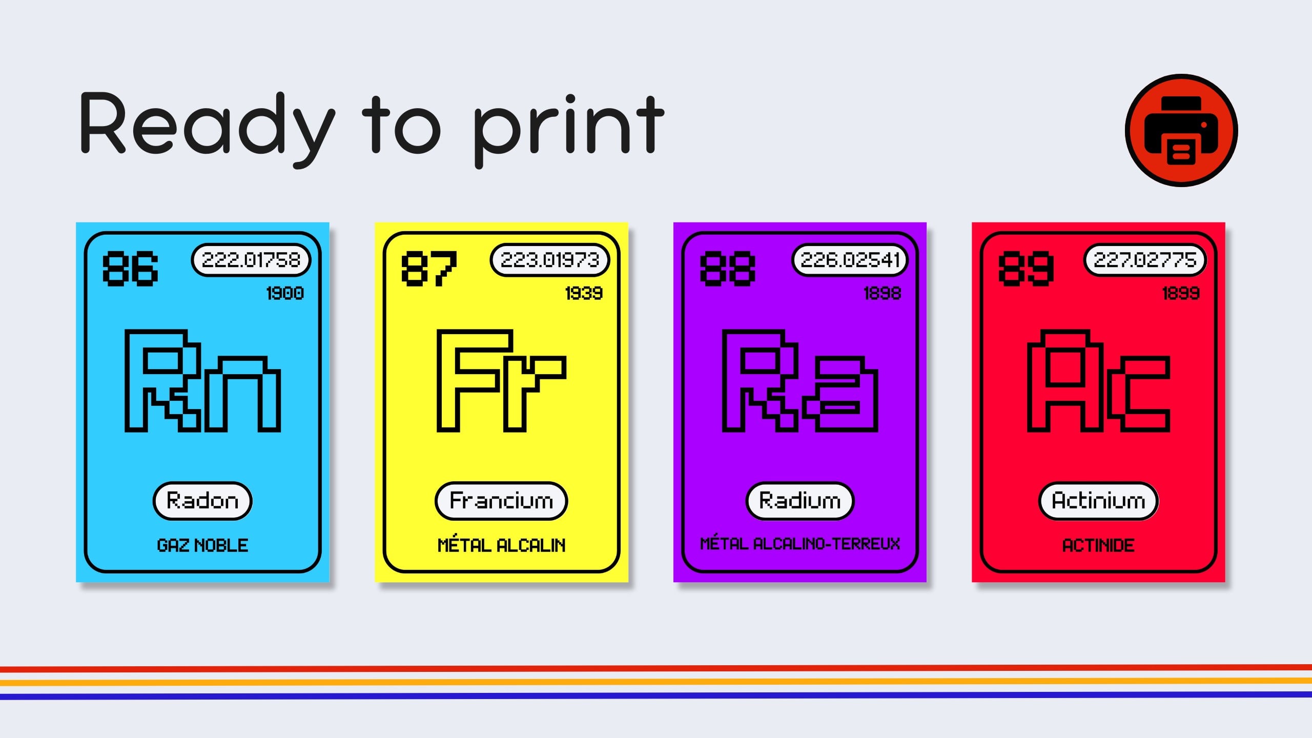 French Retro Gamer Periodic Table Flashcards