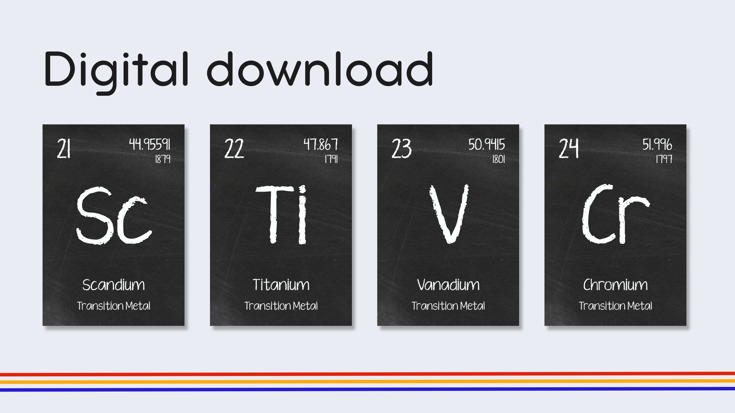 English Blackboard Periodic Table Flashcards