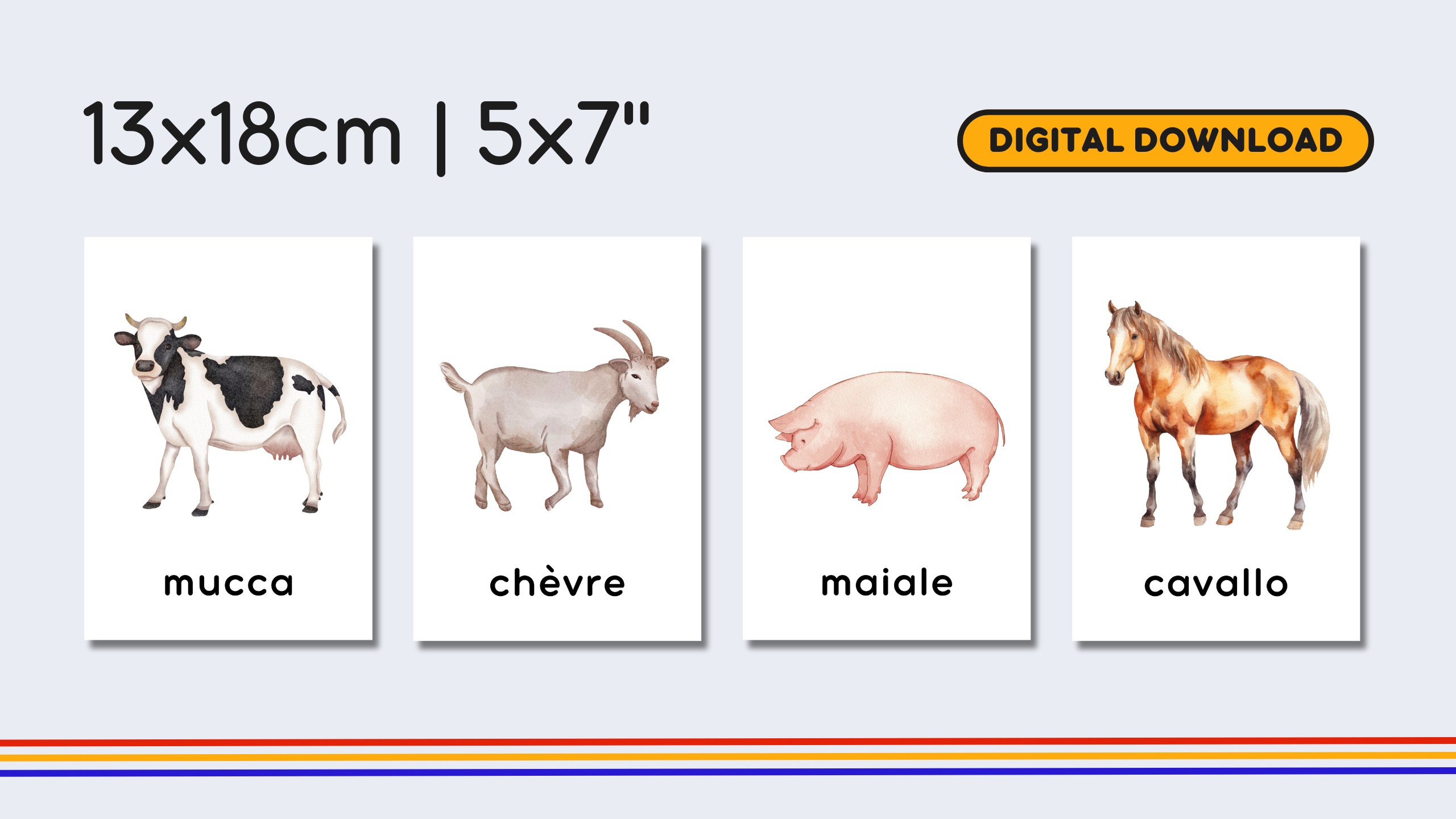 Italian Farm Animals Flashcards