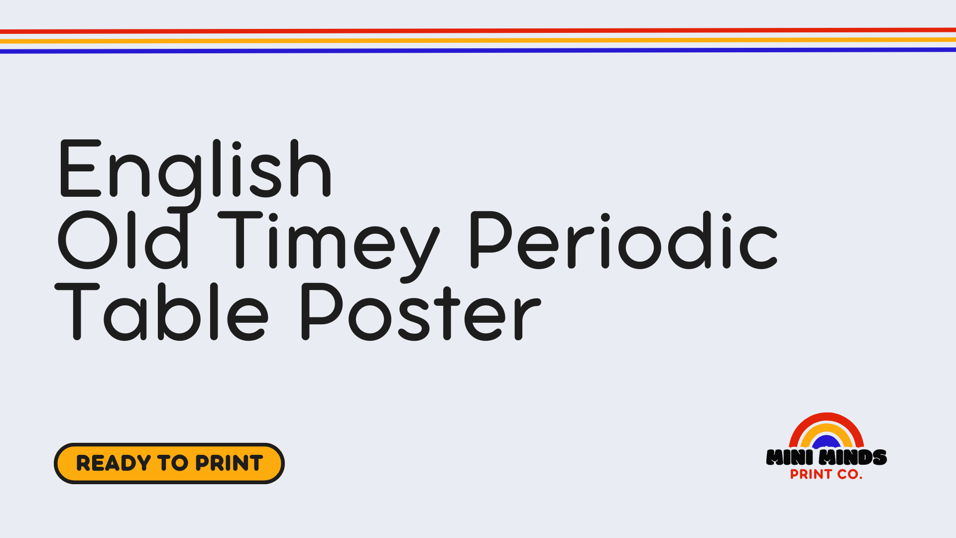 English Old Timey Periodic Table Poster
