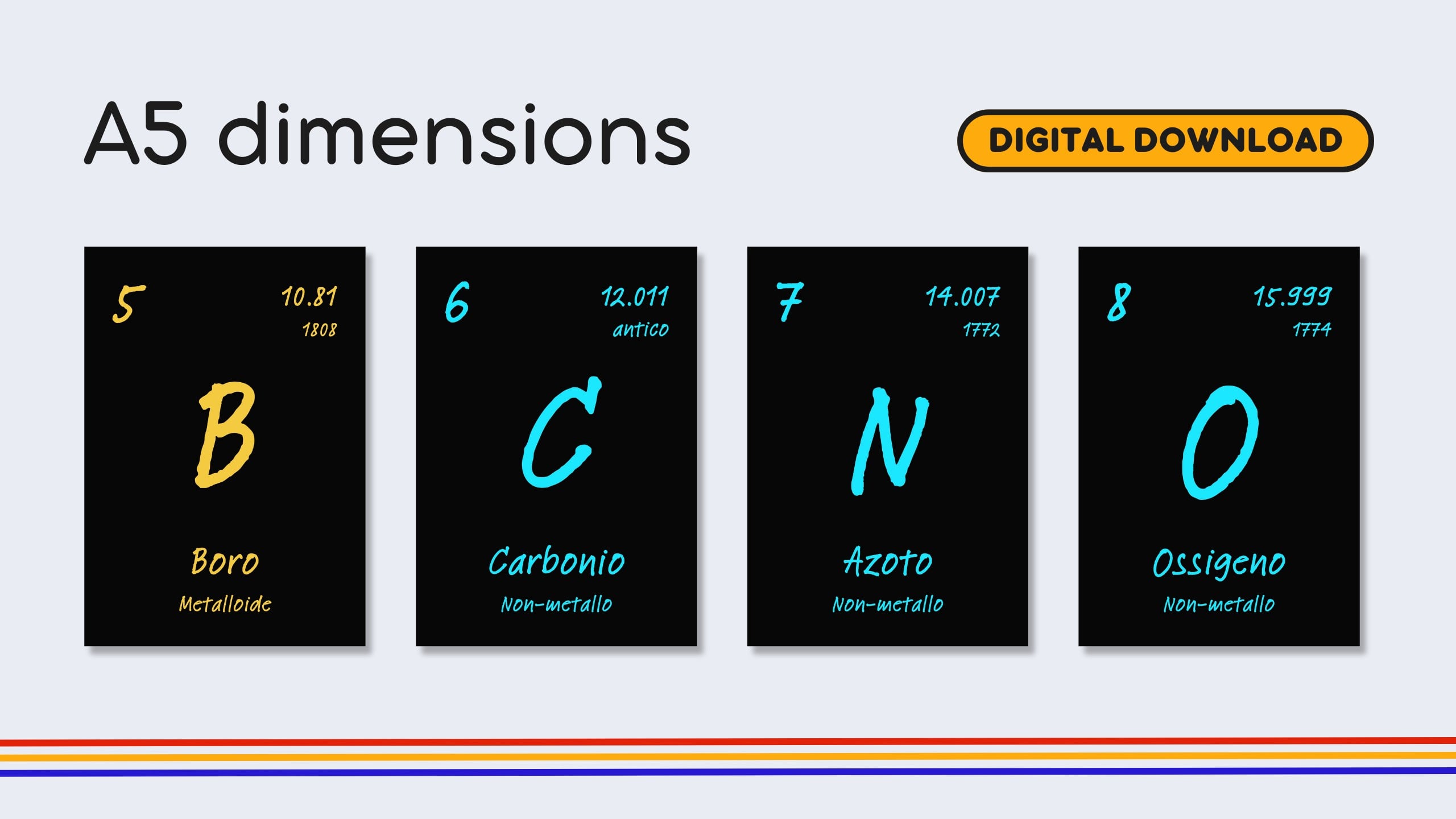 Italian Dark Mode Periodic Table Flashcards