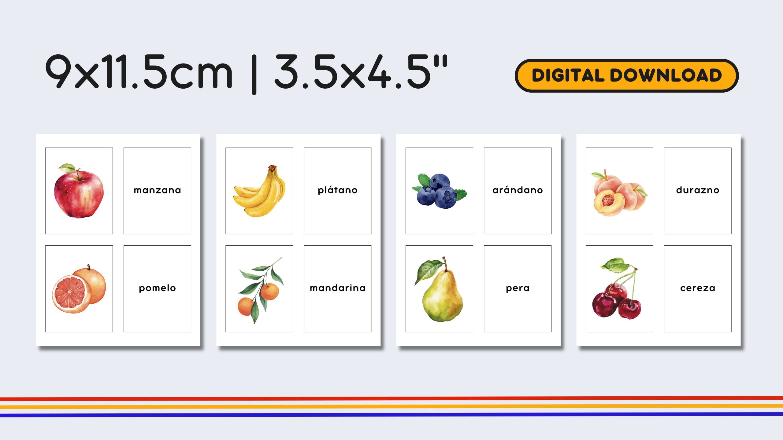 Spanish Fruits + Vegetables Flashcards