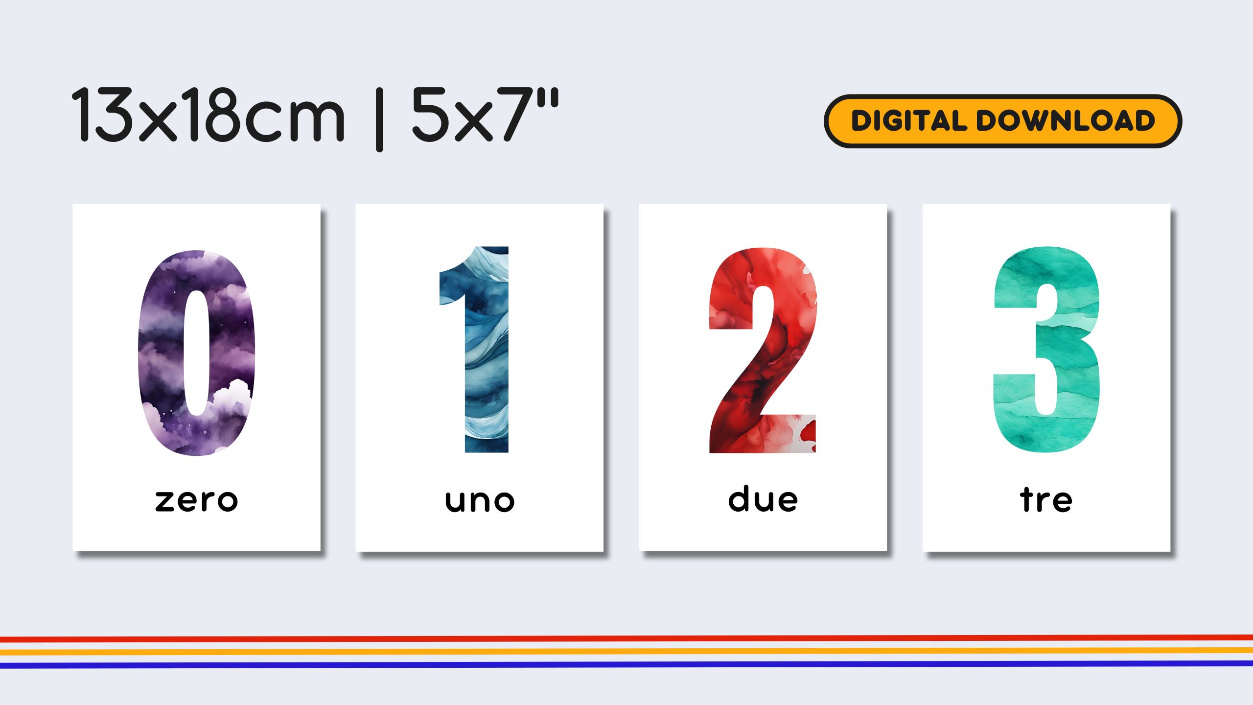 Italian Numbers 0-10 Flashcards