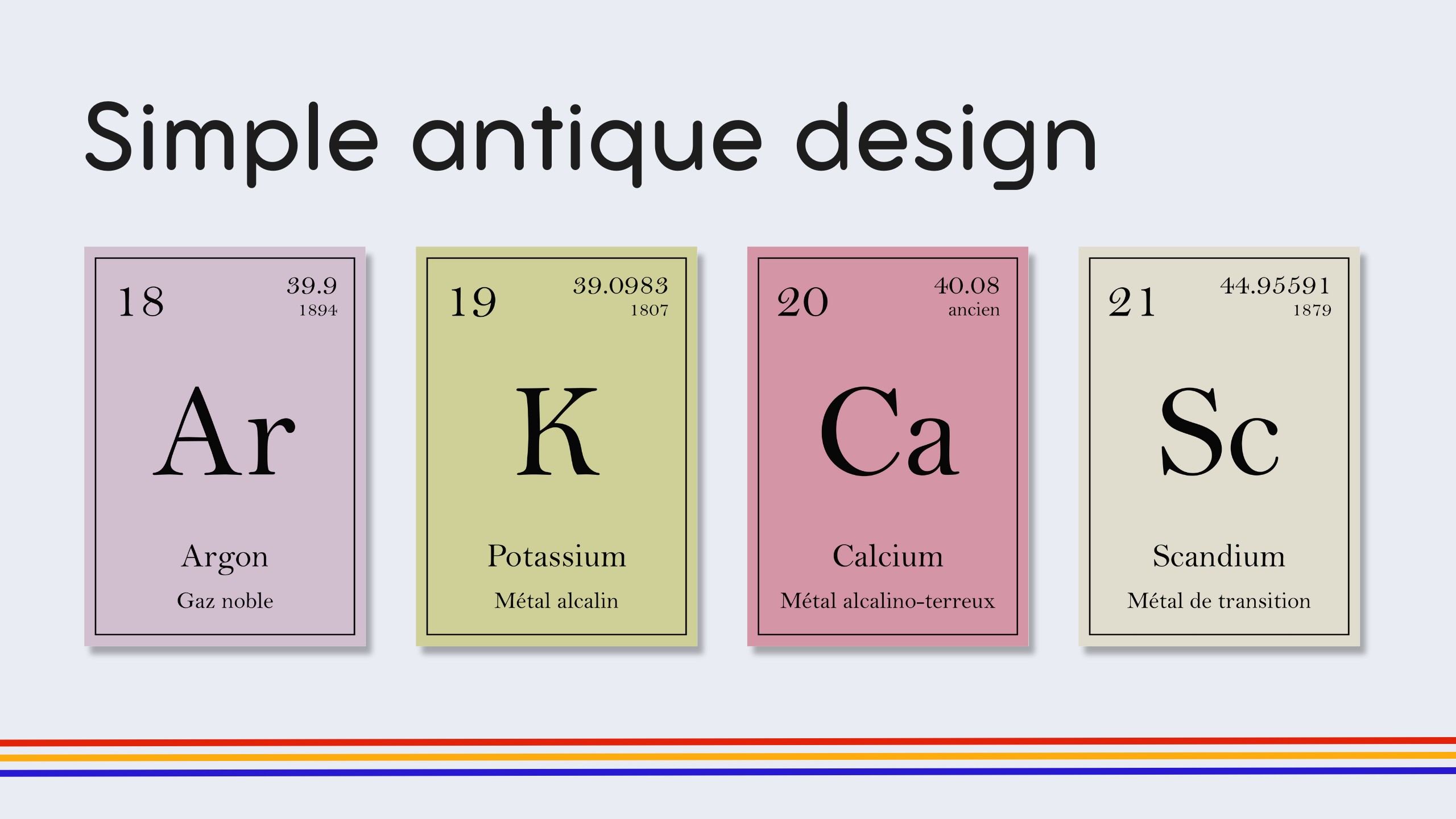 French Old Timey Periodic Table Flashcards