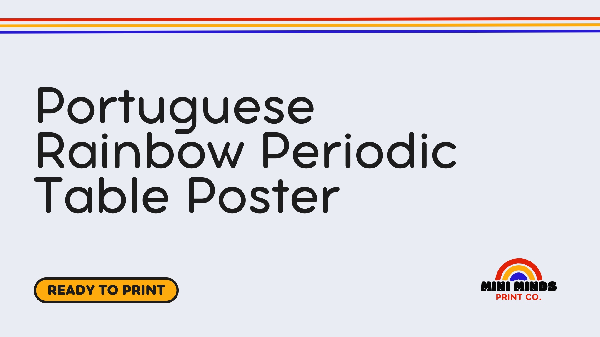 Portuguese Rainbow Periodic Table Poster