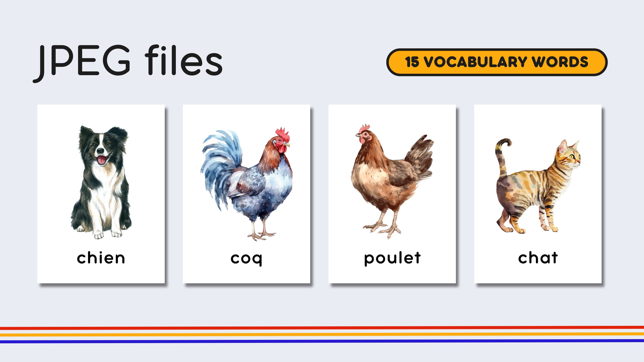 French Farm Animals Flashcards