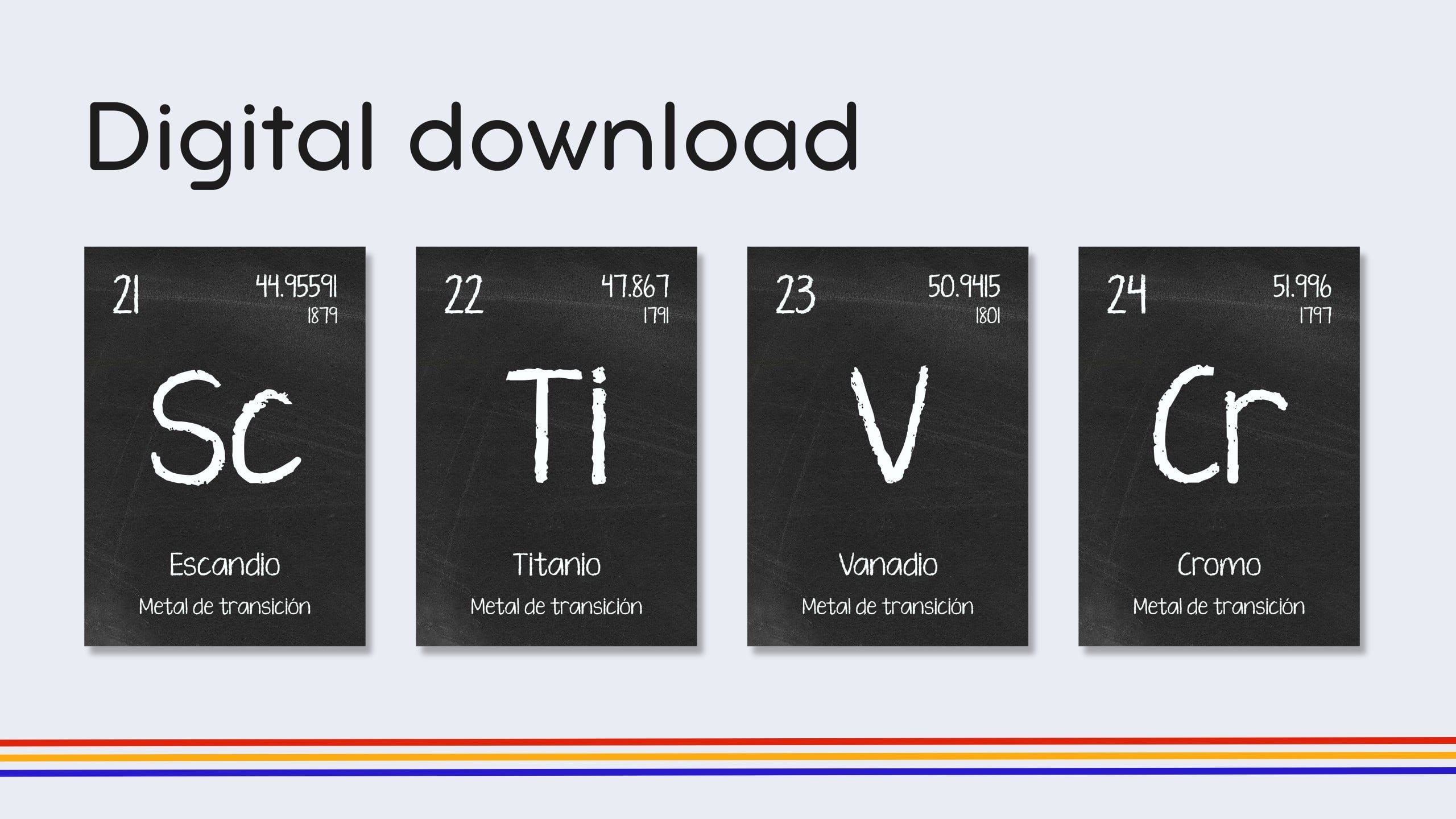 Spanish Blackboard Periodic Table Flashcards