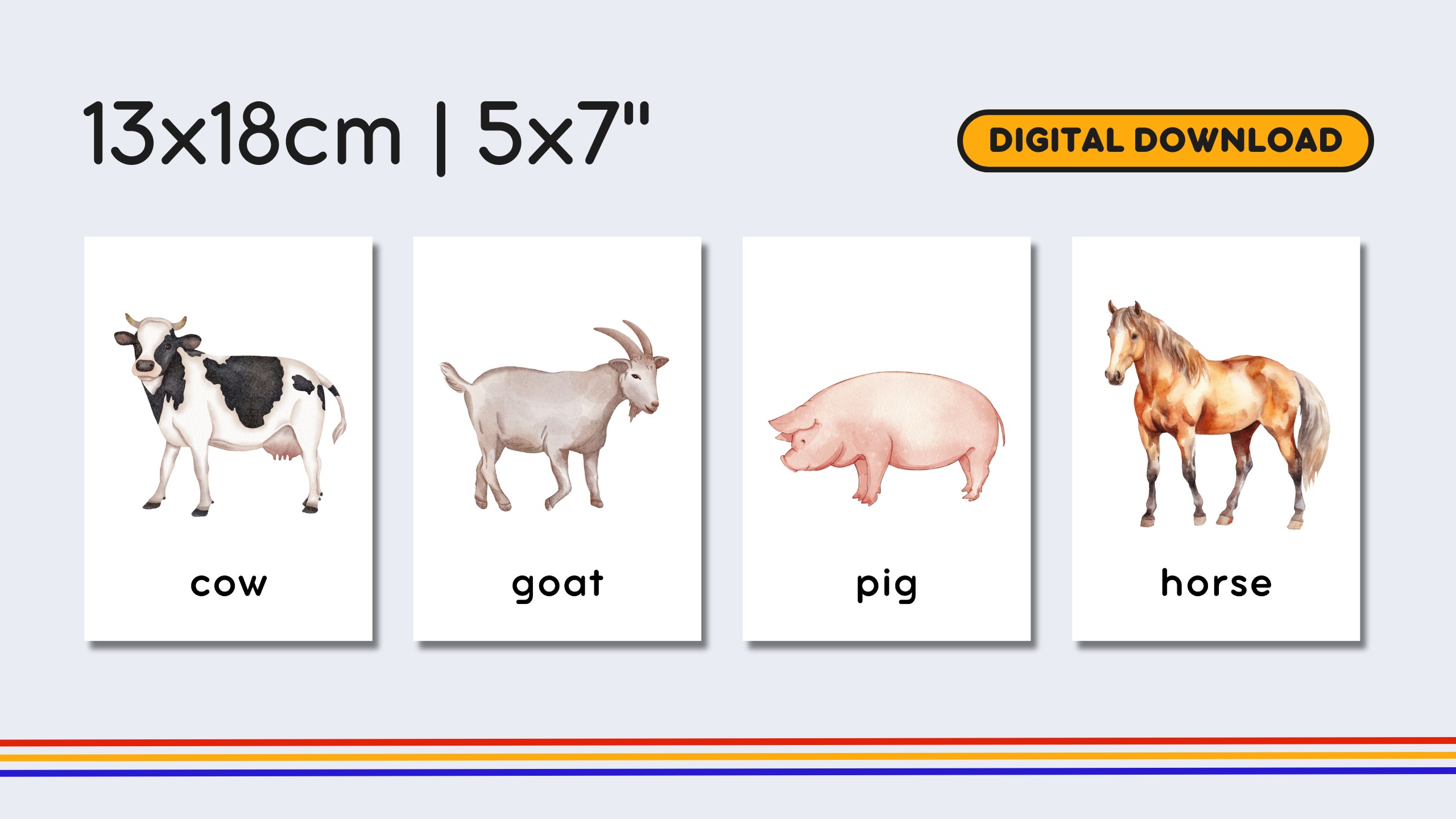 English Farm Animals Flashcards