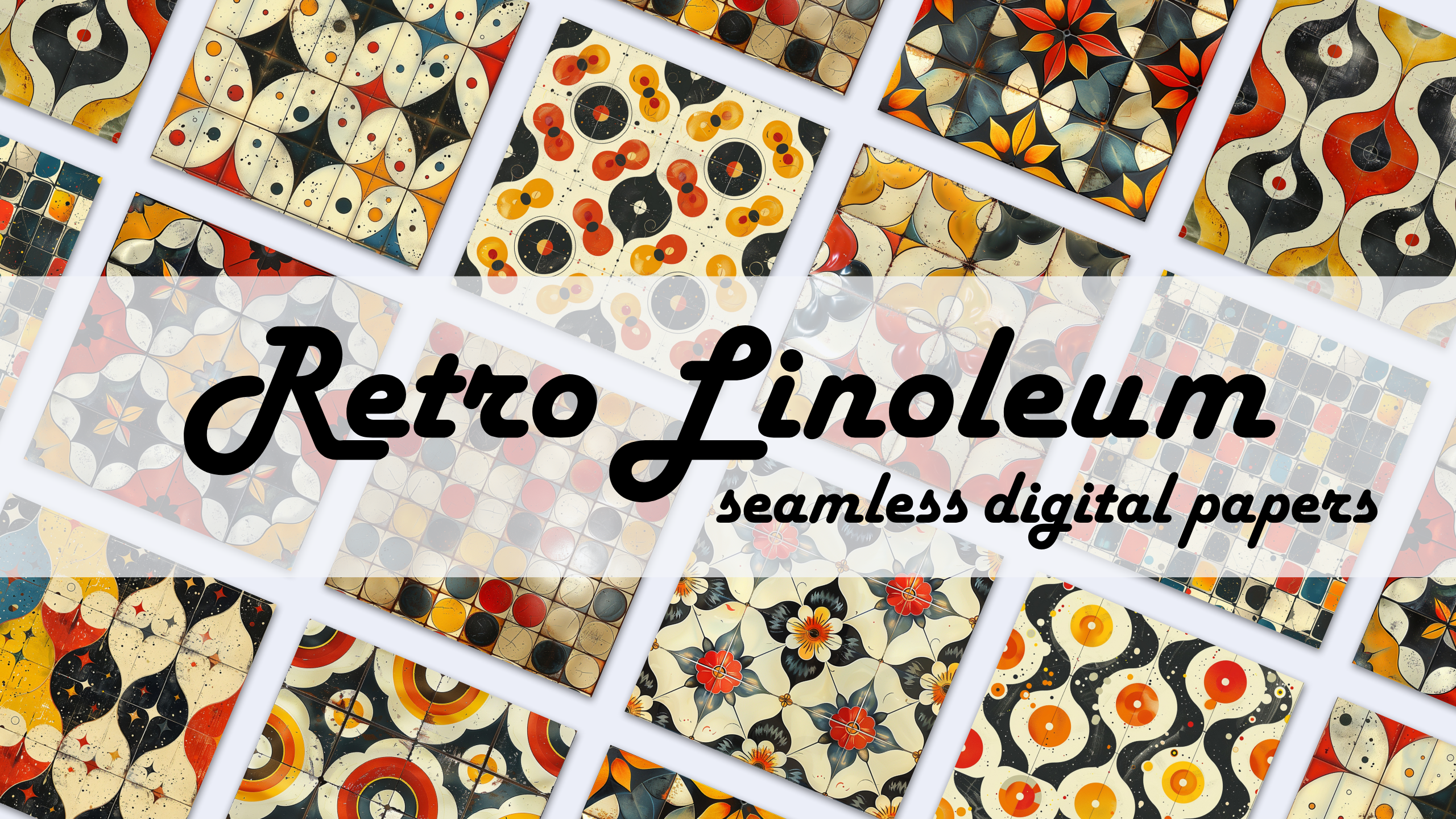 RETRO LINOLEUM Seamless Digital Paper Bundle