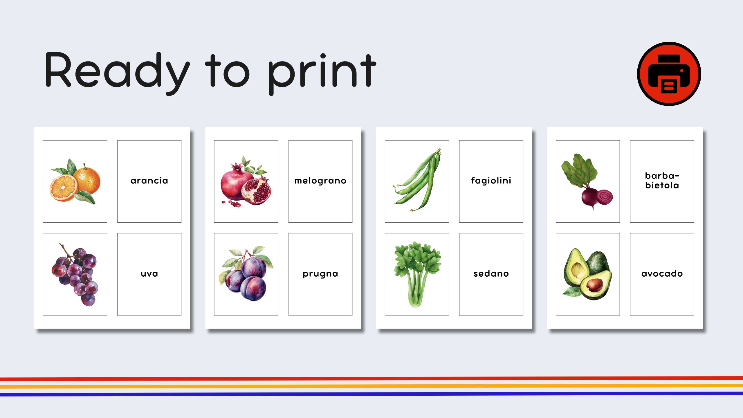 Italian Fruits + Vegetables Flashcards