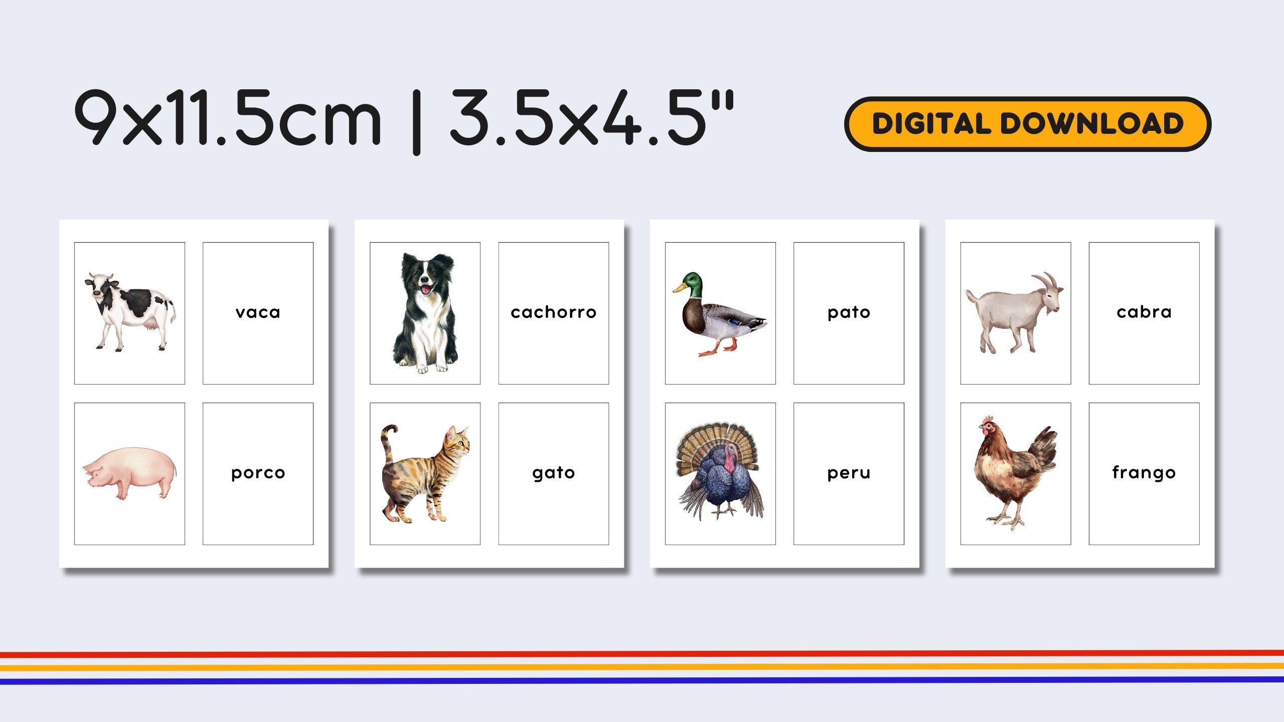 Portuguese Farm Animals Flashcards
