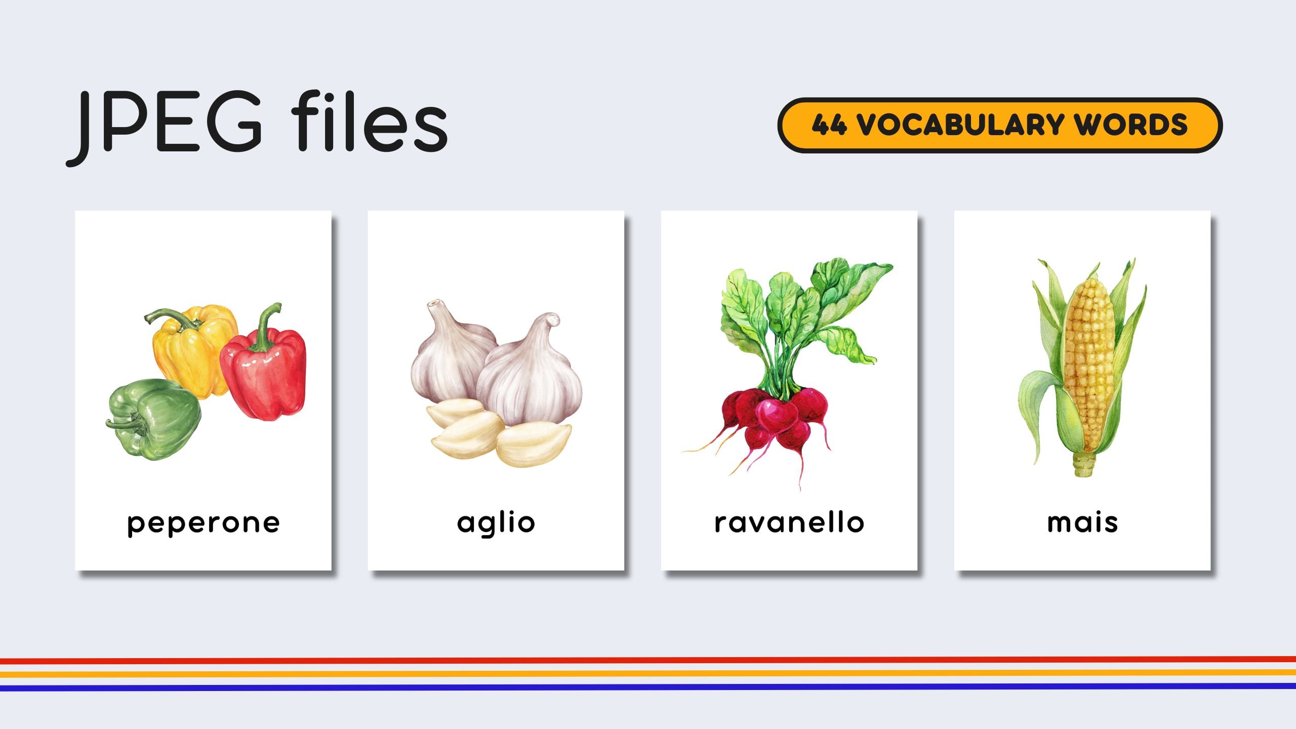Italian Fruits + Vegetables Flashcards