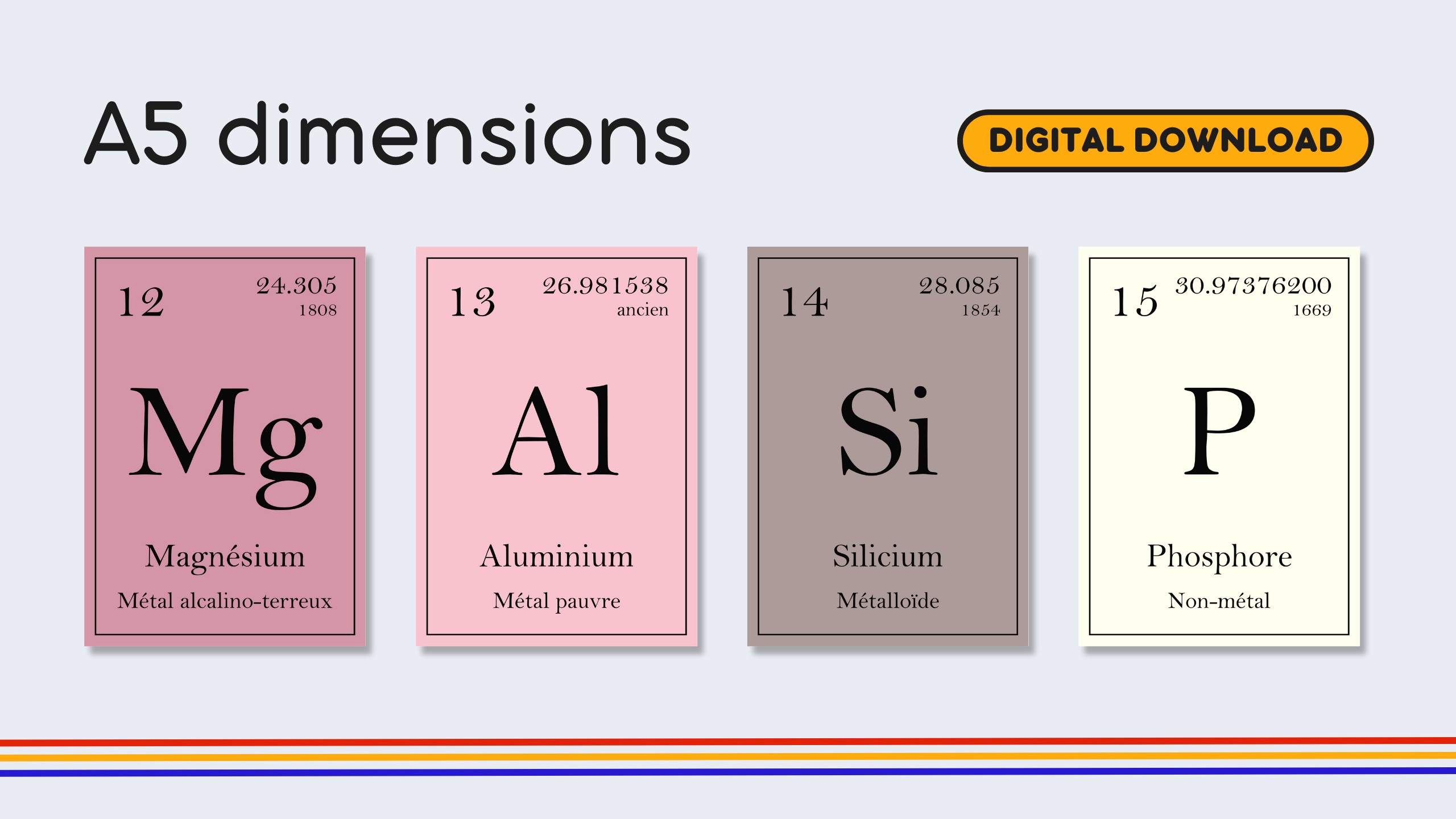 French Old Timey Periodic Table Flashcards
