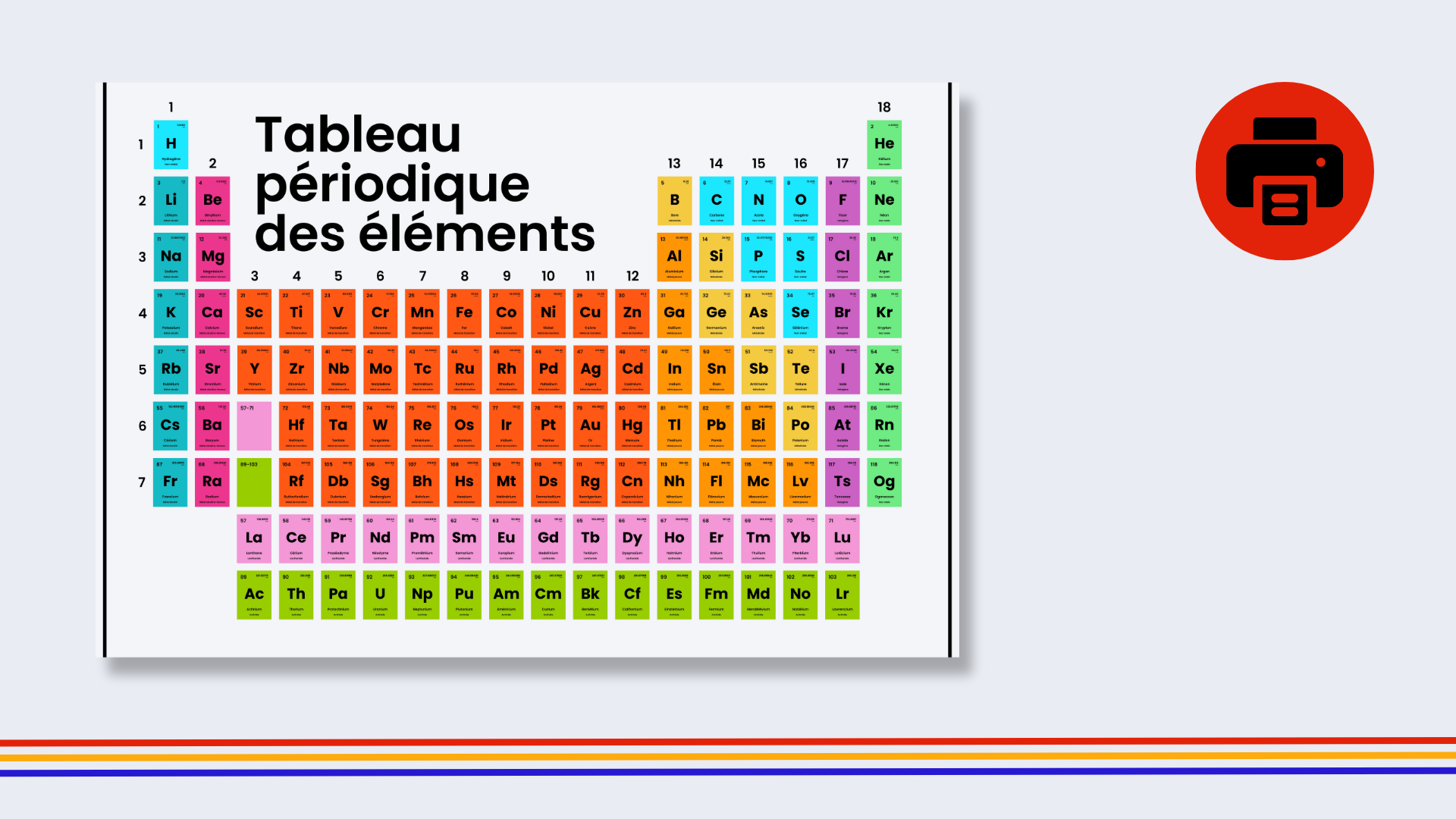 French Rainbow Periodic Table Poster