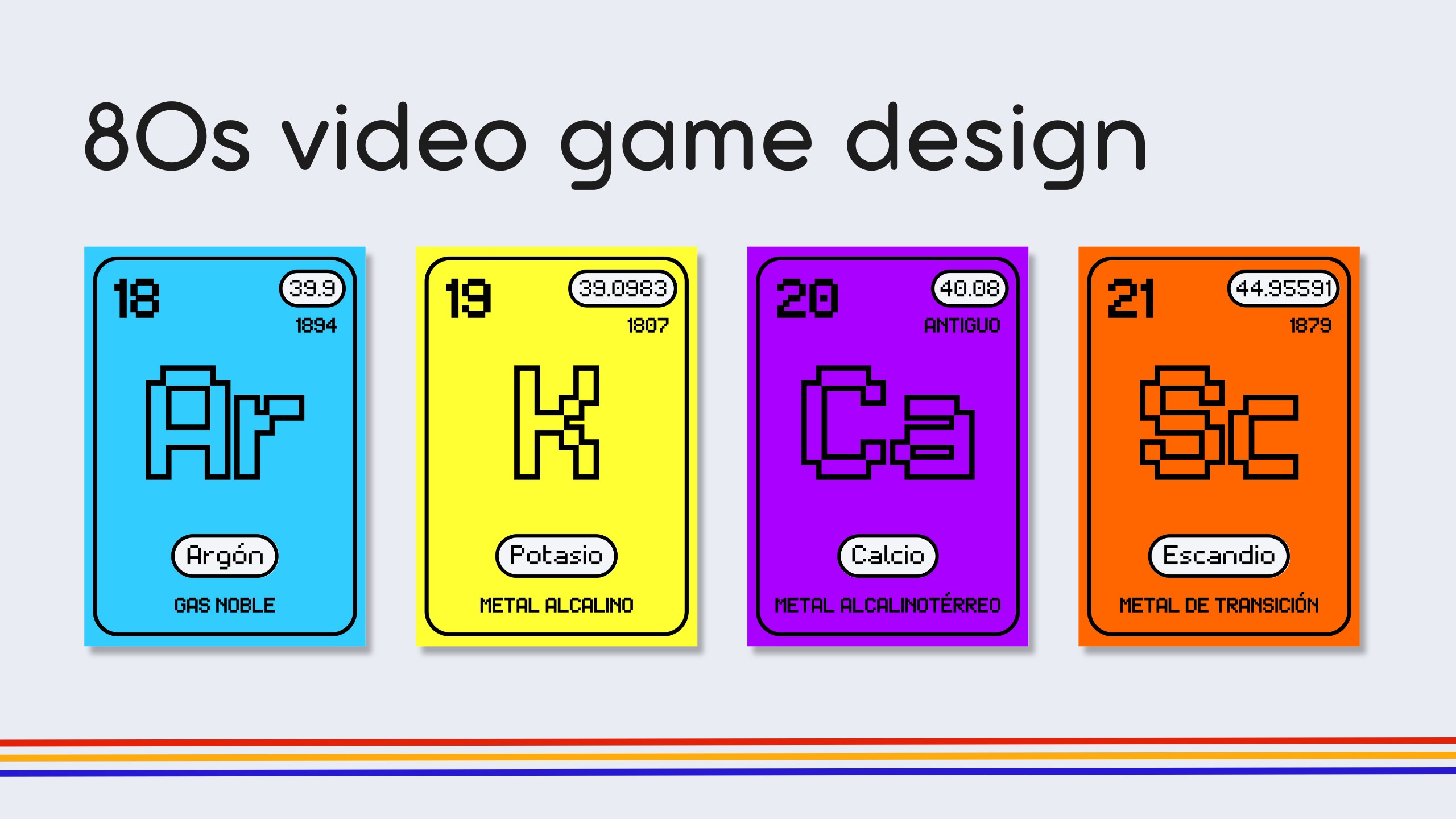 Spanish Retro Gamer Periodic Table Flashcards