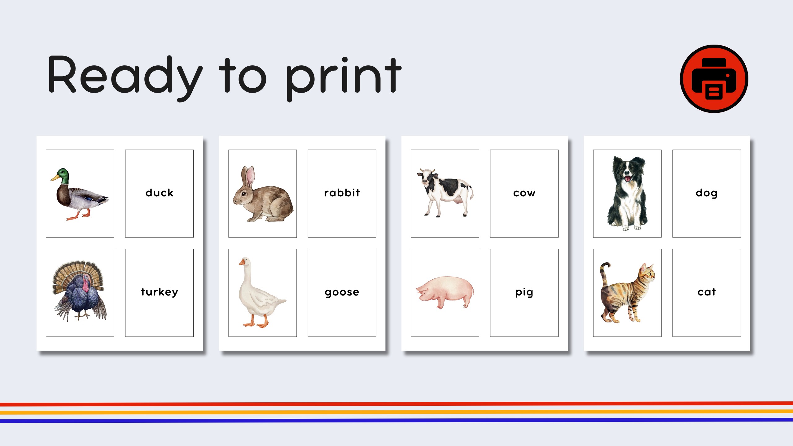 English Farm Animals Flashcards
