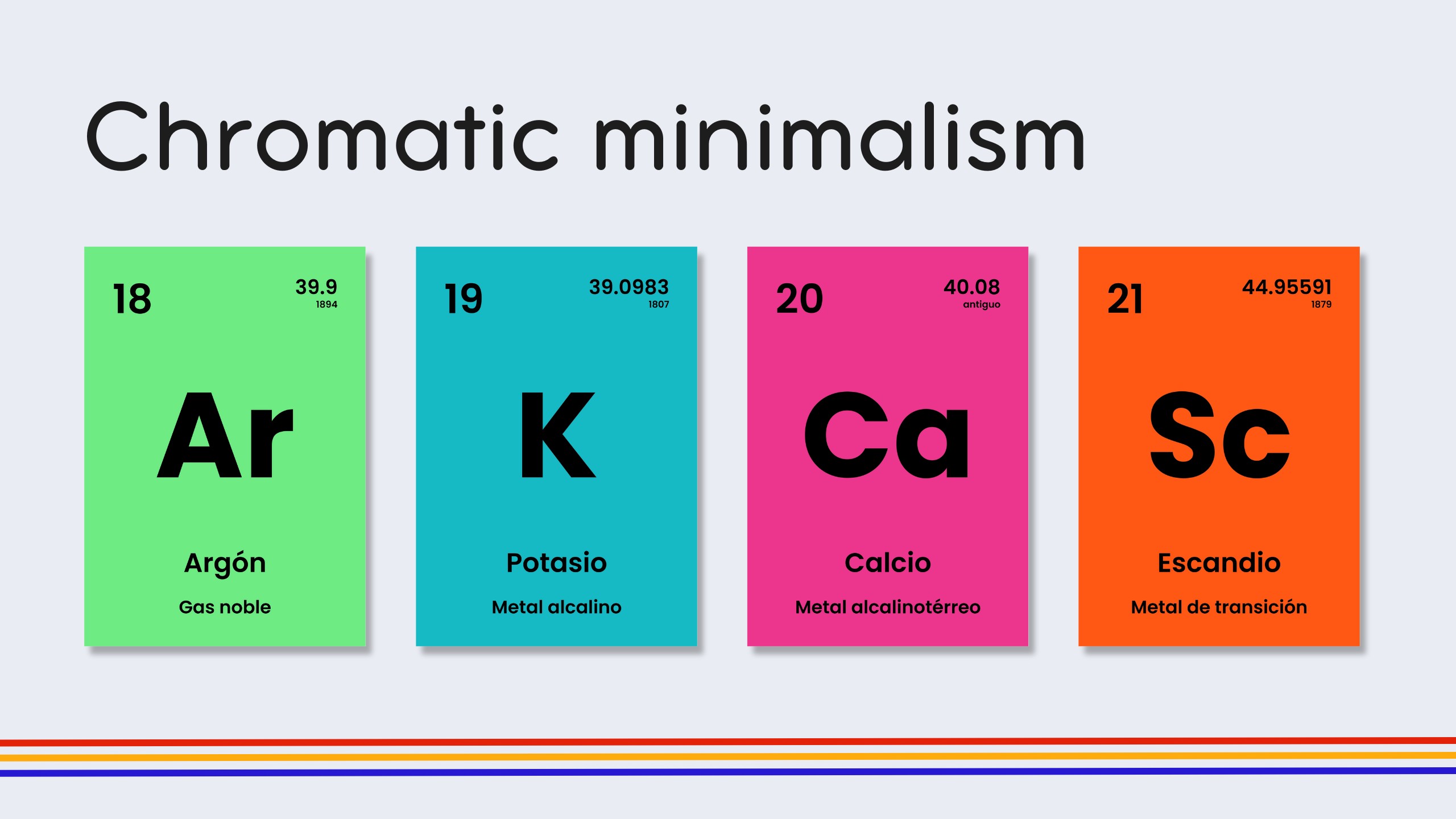 Spanish Rainbow Periodic Table Flashcards