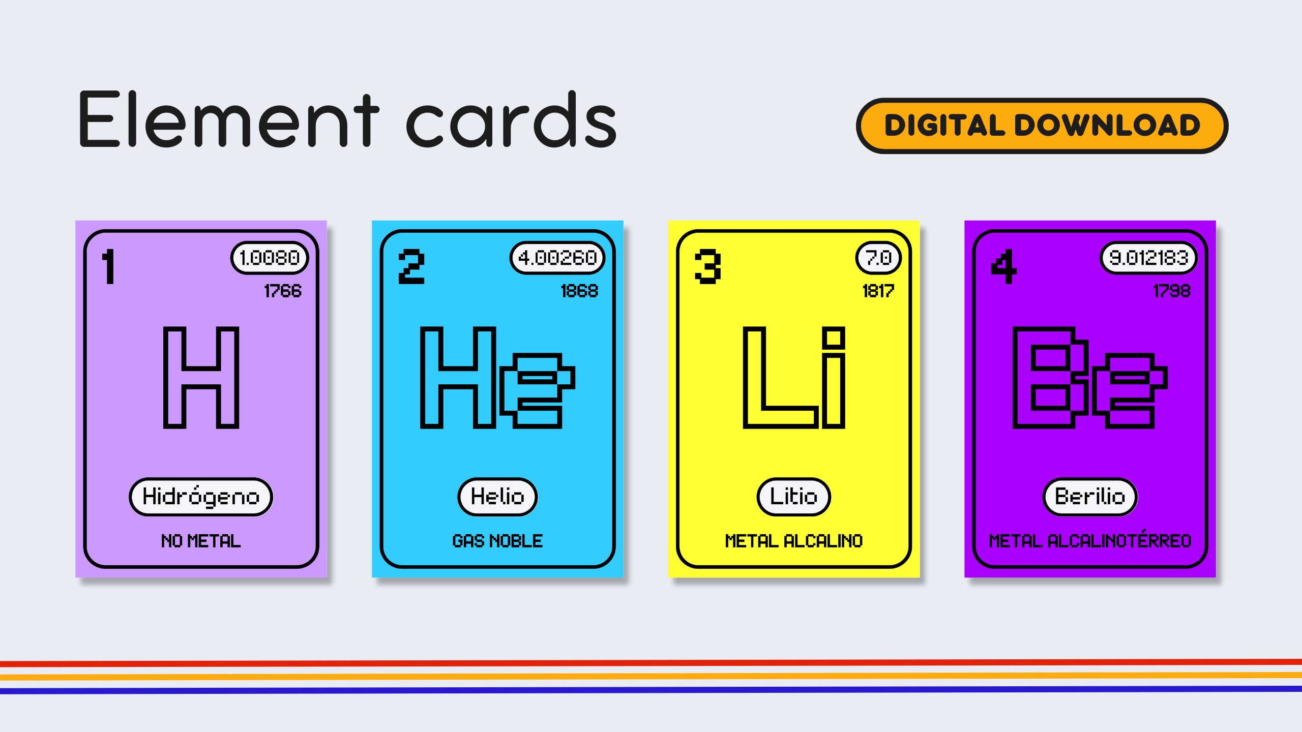 Spanish Retro Gamer Periodic Table Flashcards